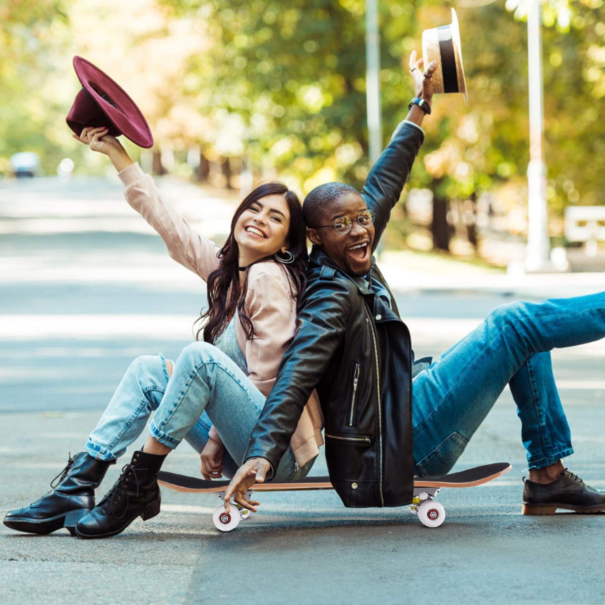 DREAMADE Skateboard, Planche à roulettes en Bois d’Érable avec Design en U et Roue Antidérapante, Capacité de Charge Maximale de 40KG, pour Enfant de Plus de 8 Ans, 79X20CM