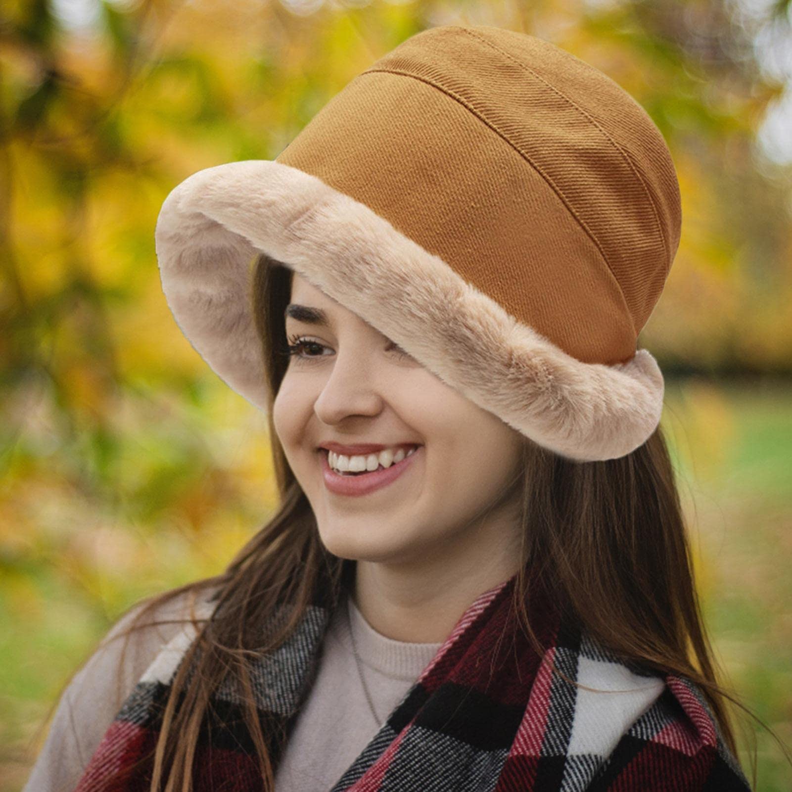 Warme en pluizige emmerhoed voor dames | winterhoeden voor dames