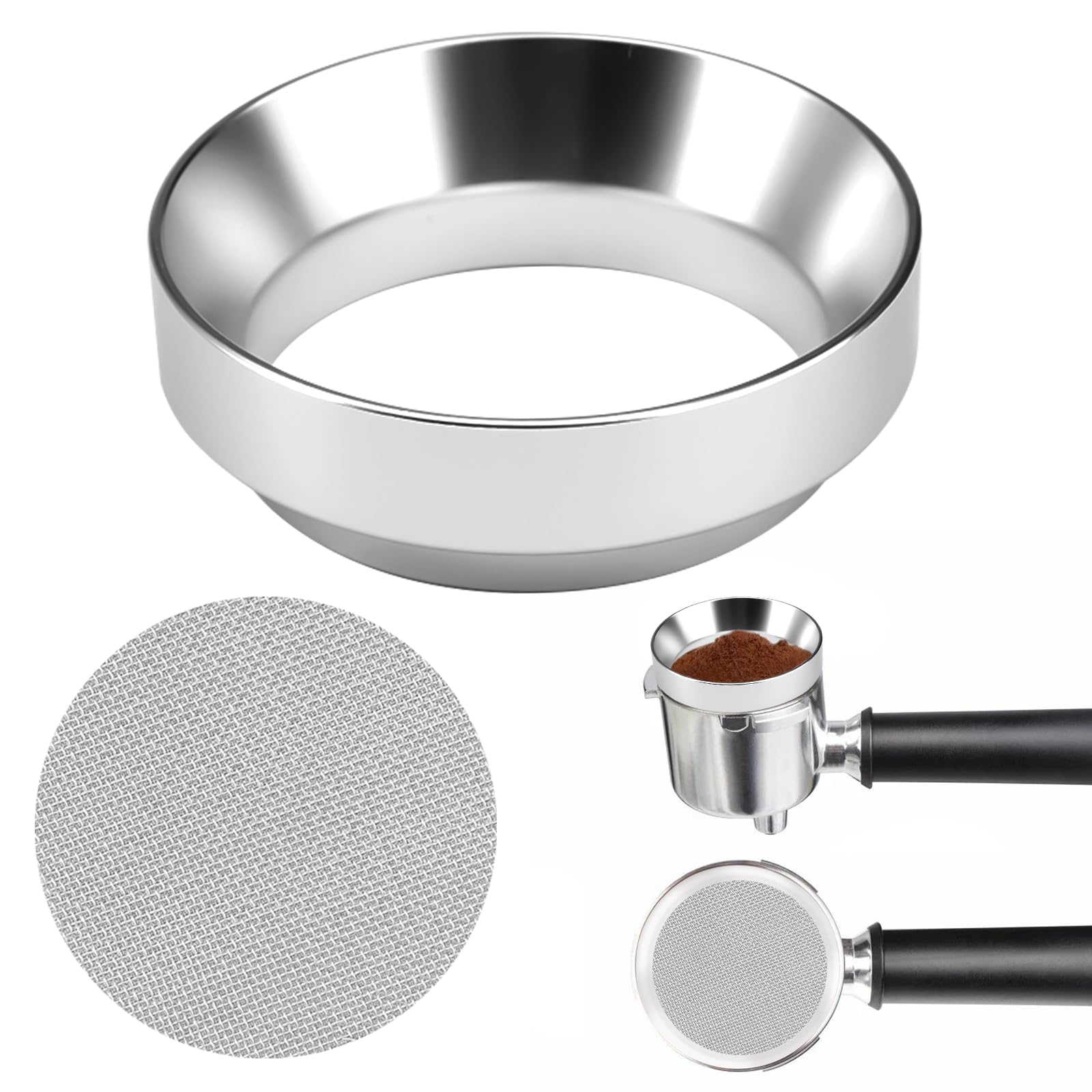 Anillo Dosificador Cafe 51mm, Embudo Dosificador Magnético Acero Inoxidable, Anillo de Embudo Dosificador, Accesorios de Portafiltros, Embudo Cafetera Accesorios para Máquinas de Café para Barista