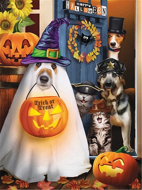 Amazon ダイヤモンドアート キット クロスステッチ刺繍 キット ハロウィン犬 初心者セット ダイヤモンド アート 5d モザイクアート クロスステッチキット 全面貼り付けタイプ Diy 手作り絵画 手芸キット ホームウォールデコ 40x50cm 刺しゅうキット 通販