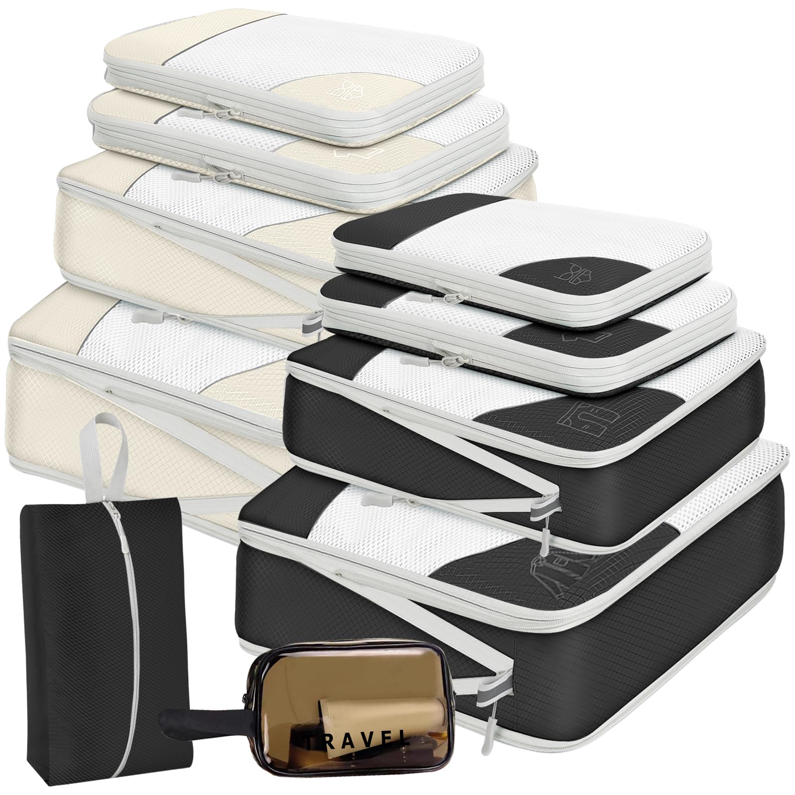 ZFWDSY Set aus verschiedenfarbigen Packwürfeln für den Handkoffer, Koffer-Organizer-Taschen-Set für Reiseutensilien, Reisezubehör, Reisetaschen-Organizer für Gepäck