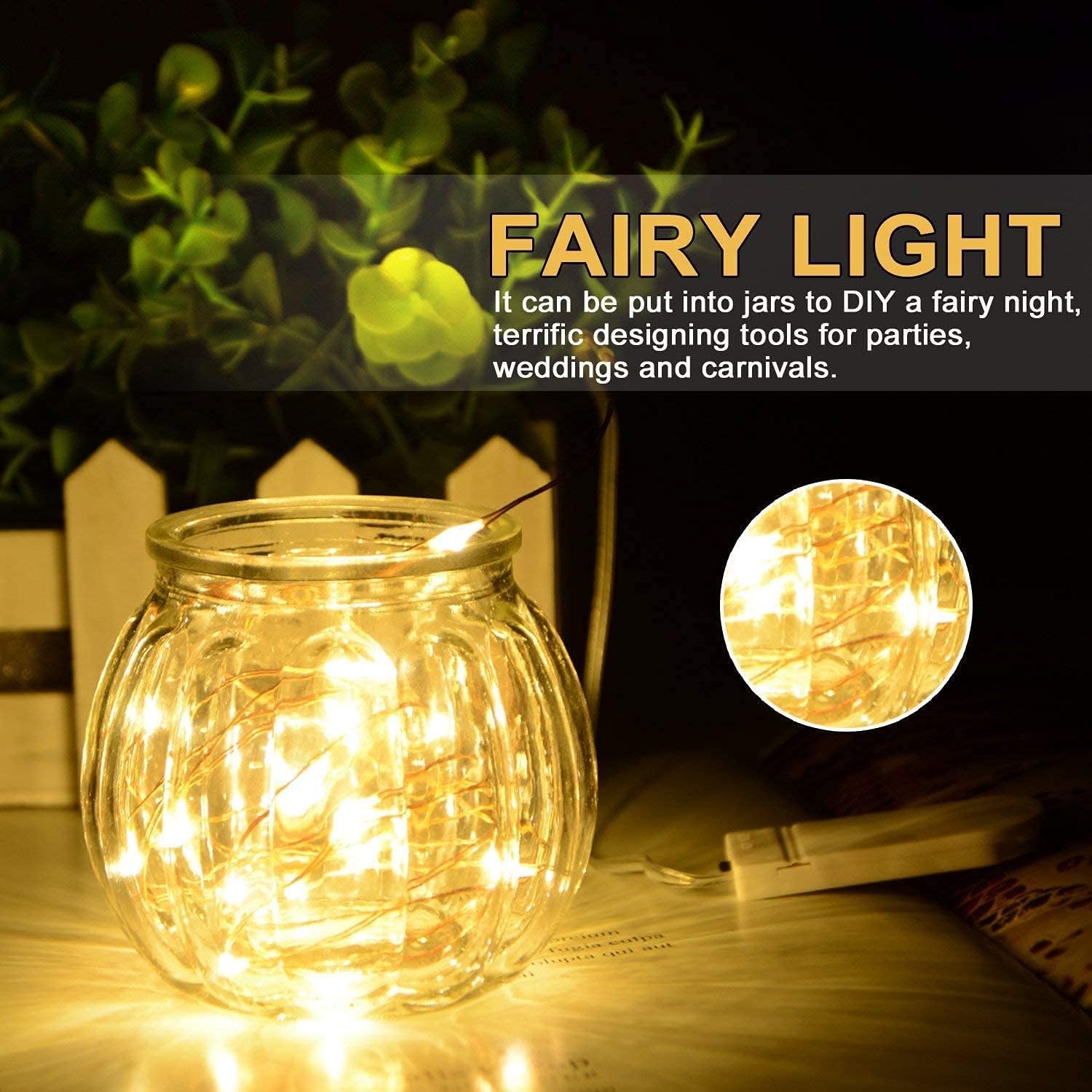 String Lights,Waterproof LED String Lights Fairy String Lights Starry ,Battery Operated String Lights for Indoor&Outdoor Decoration Wedding Home Parties Christmas Holiday. (Warm White, 10Ft/4pc)