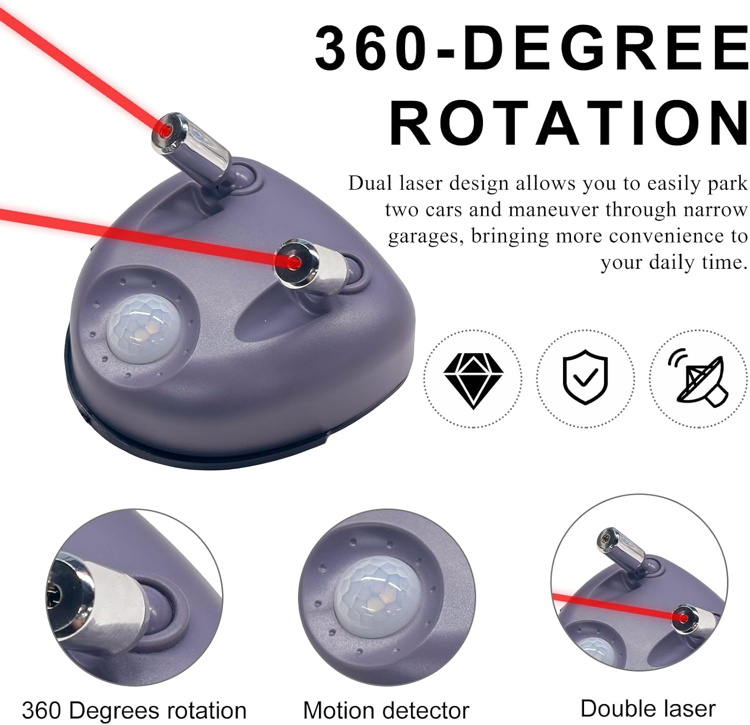 Dual Laser Garage Parking Assist Guide, 360-Degree Adjustable Wider Angles Garage Parking Sensor with AC Adapter, Park Assistant Guide System Car Stop Indicator for Automotive