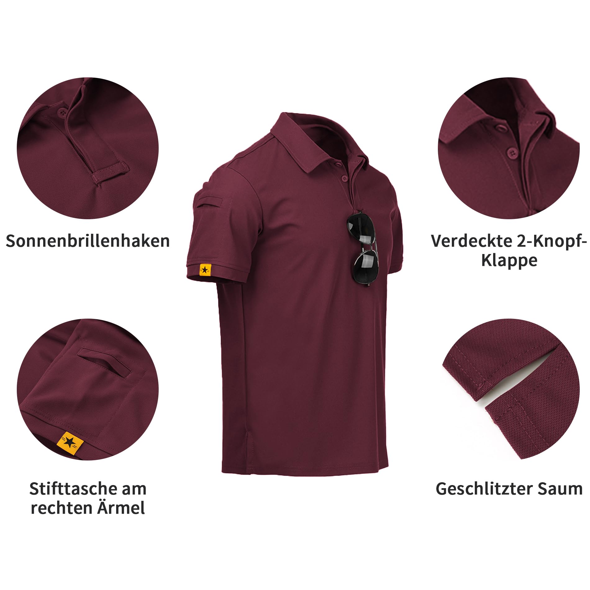 geeksport Polo Uomo Manica Corta Polo Shirt Sportiva Uomo Golf T-Shirt con Asciugatura Rapida Traspirante Outdoor Estiva Golf Shirt