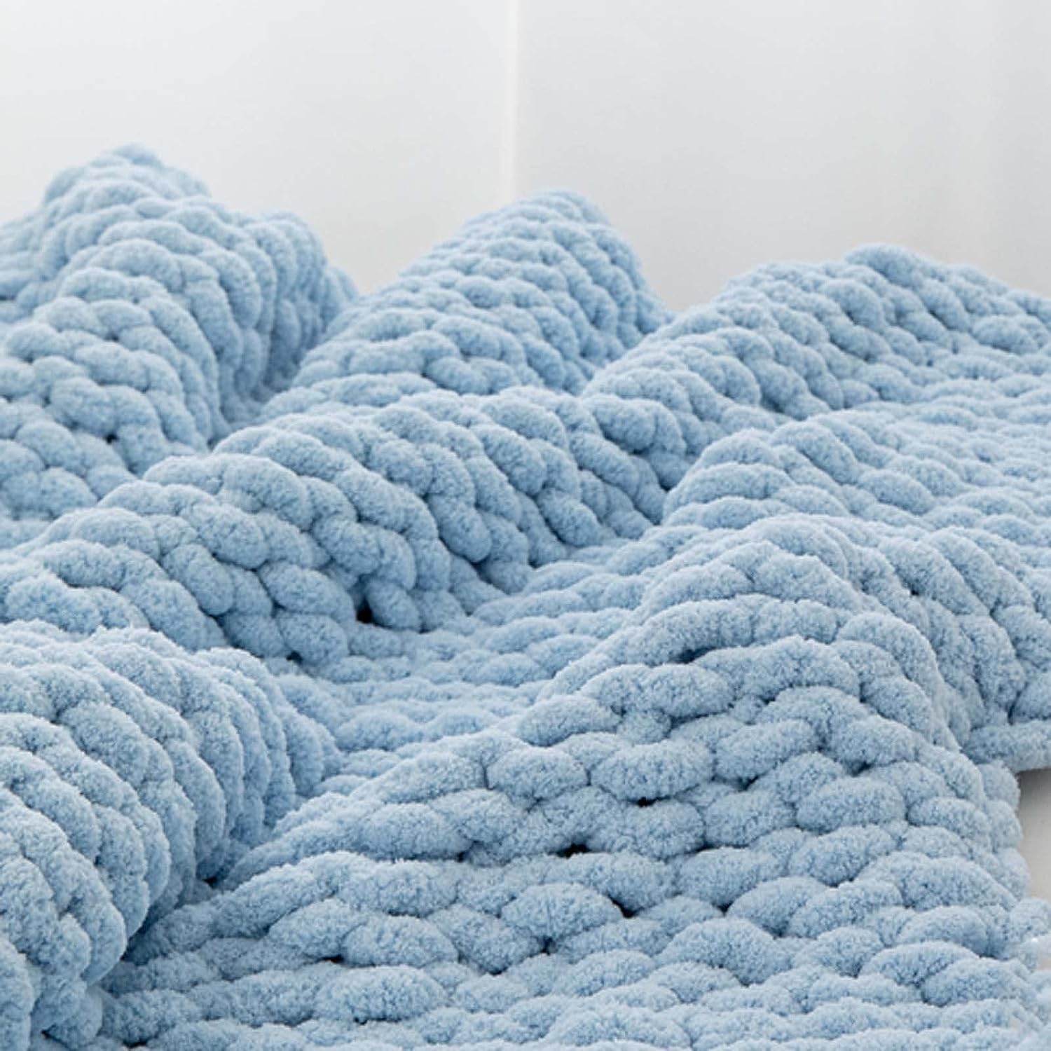 Coperta in ciniglia lavorata a maglia grossa, fatta a mano, morbida coperta per divano, letto, decorazione per la casa