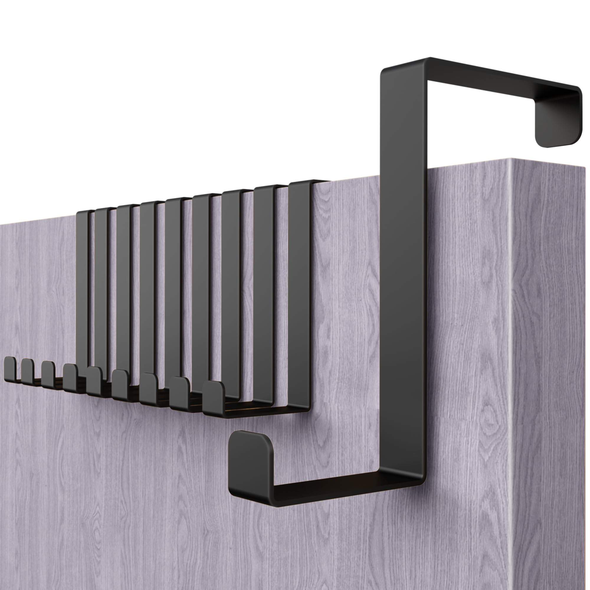 Menz Black Over Door Hanger – Set Of 10, - Coat Hanger 3.6 Cm (1.4") And 4.1 Cm (1.6"), Hangers For Clothes, Coat Hooks For Door