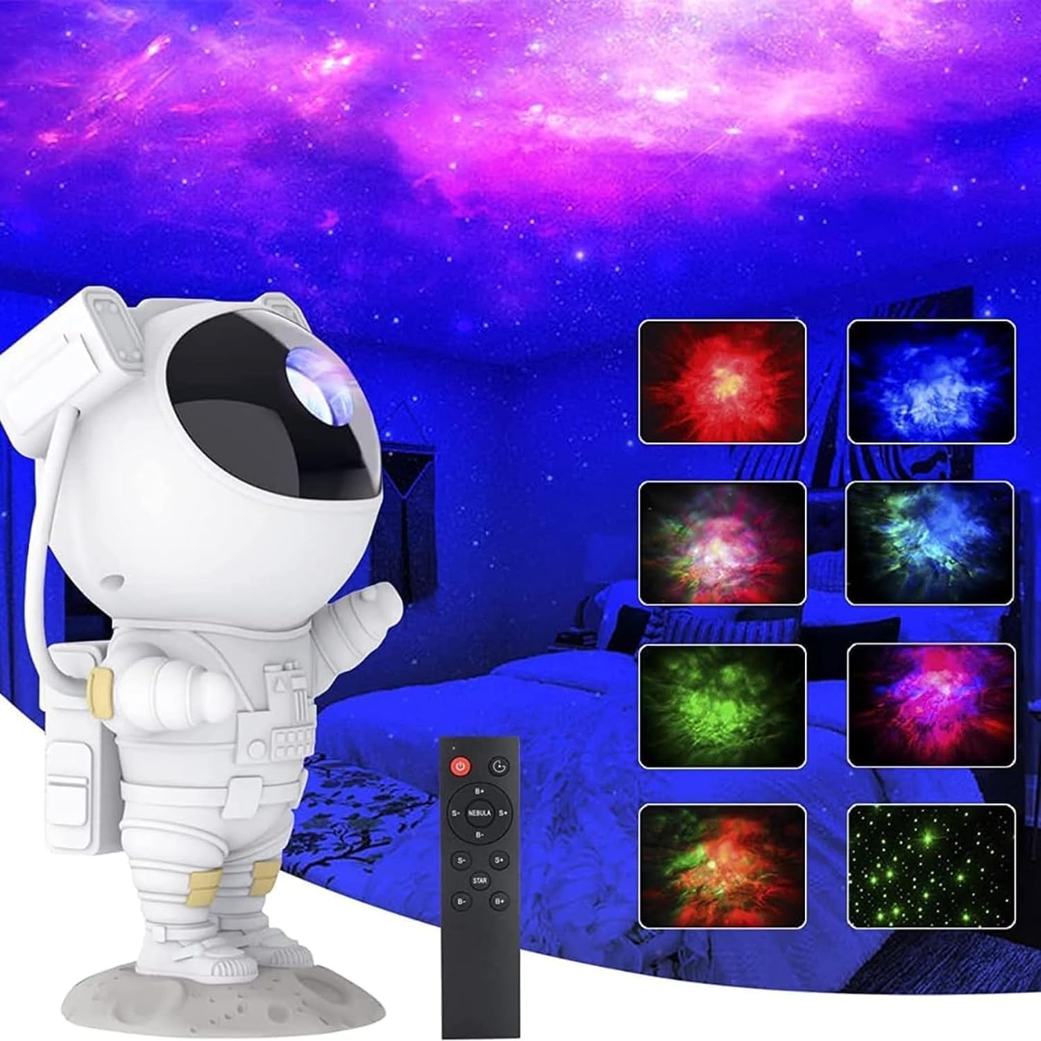 2MechnStar Projector Galaxy Projector with Remote Control - 360° Adjustable Timer Kids Astronaut Nebula Night Light, for Baby Adults Bedroom, Gaming Room, Home and Party