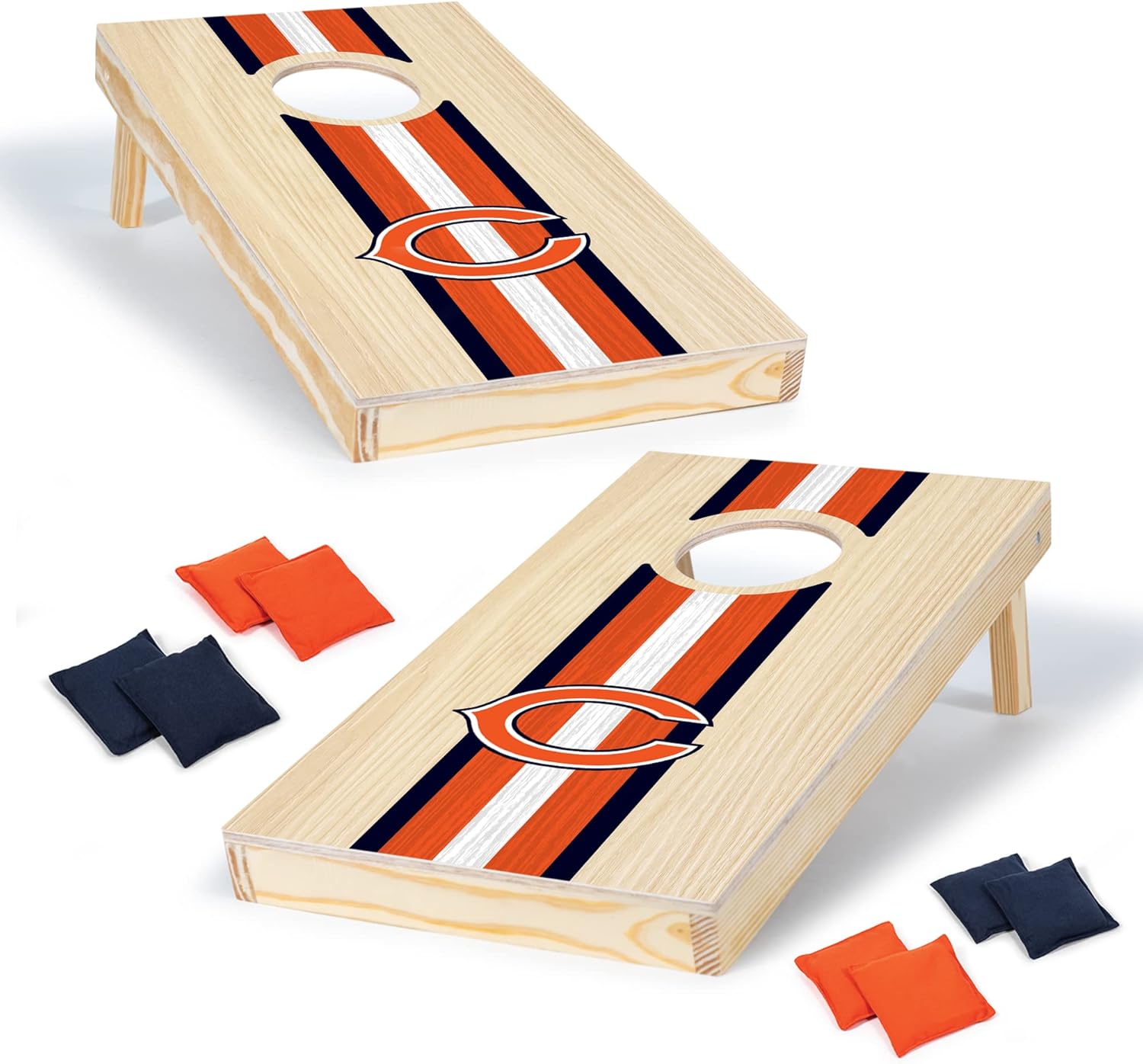 Wild Sports NFL Football Chicago Bears 1' x 2' Travel Size Solid Wood Cornhole Set with Direct Print HD Team Graphics – Great Gift for Any Sports Fan! Bean Bag Toss Family Games for Outdoor Play