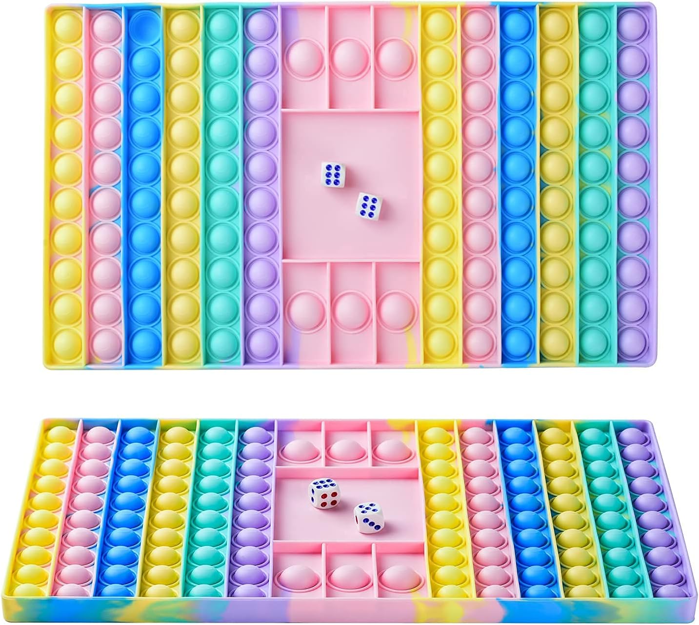 Festiko®Big Size Pop Game Fidget Toy, Silicone Bubble Rainbow Chess Board Push Popping Sound Popper Sensory Toys for Parent Child, Interactive Jumbo Stress Anxiety Relief Toy Play with Friends