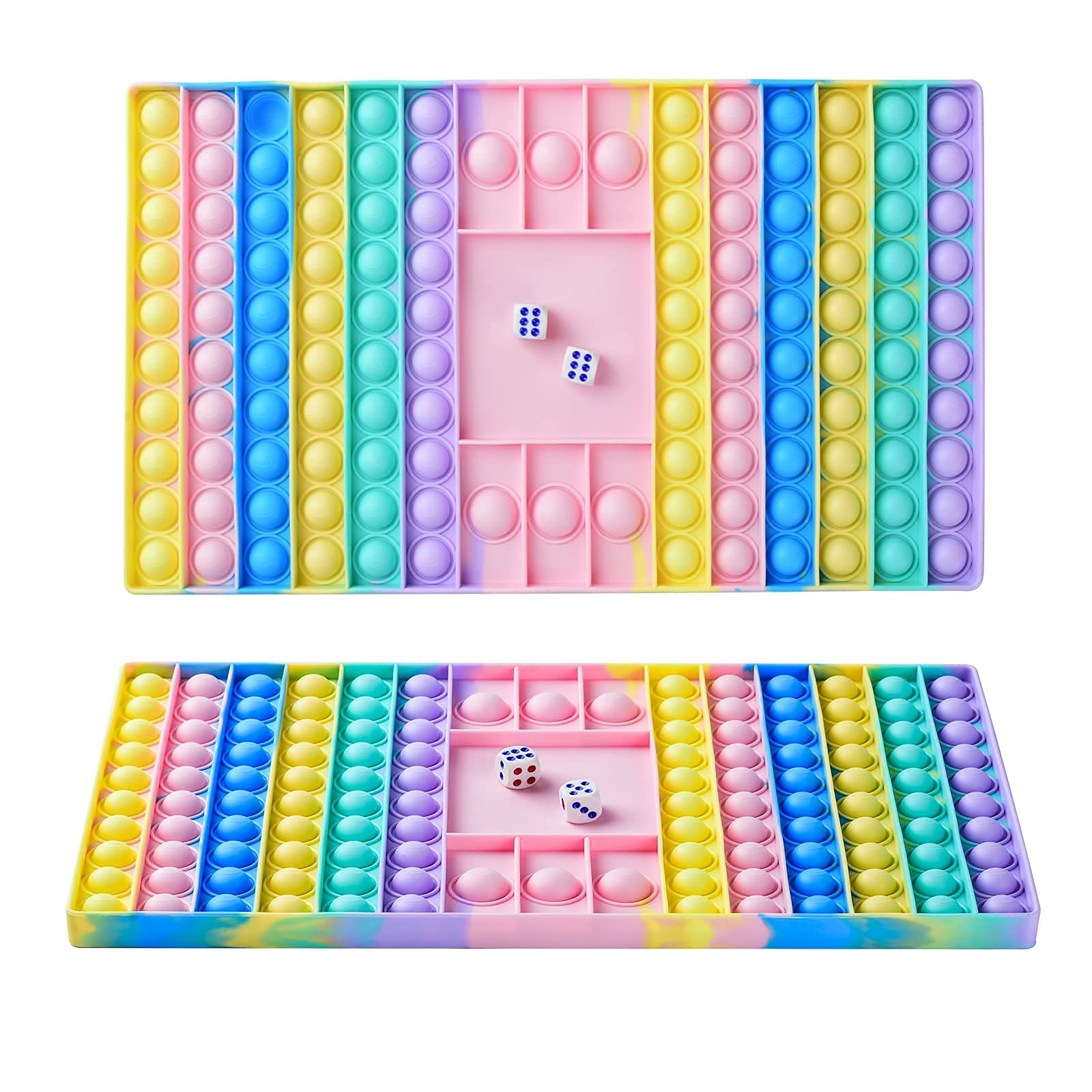 Festiko®Big Size Pop Game Fidget Toy, Silicone Bubble Rainbow Chess Board Push Popping Sound Popper Sensory Toys for Parent Child, Interactive Jumbo Stress Anxiety Relief Toy Play with Friends