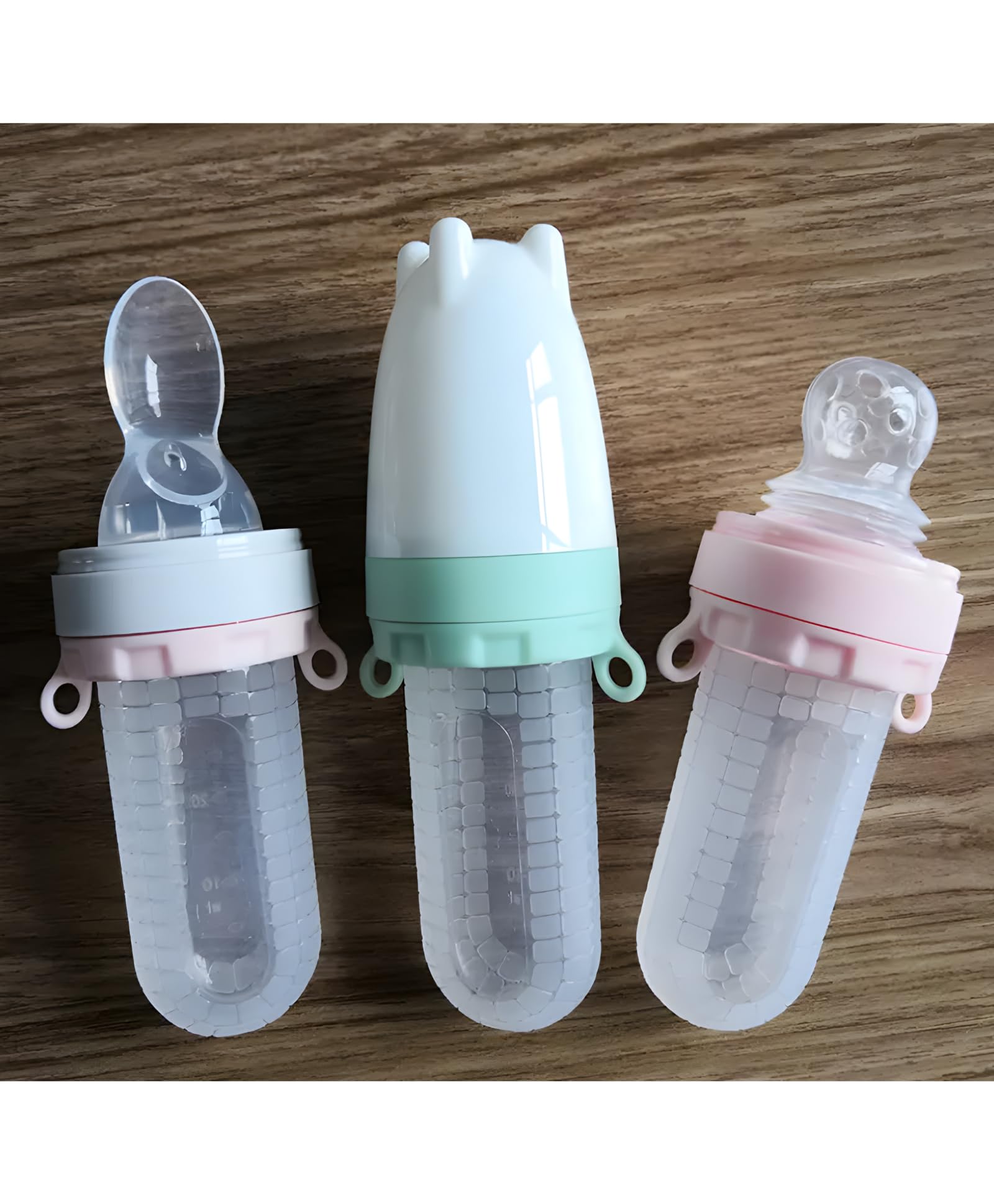 Food Grade Silicone Baby Feeding Bottle Food Cereal Rice with Spoon and Nipple Pacifier-Pack of 1-Color May Vary-image-8