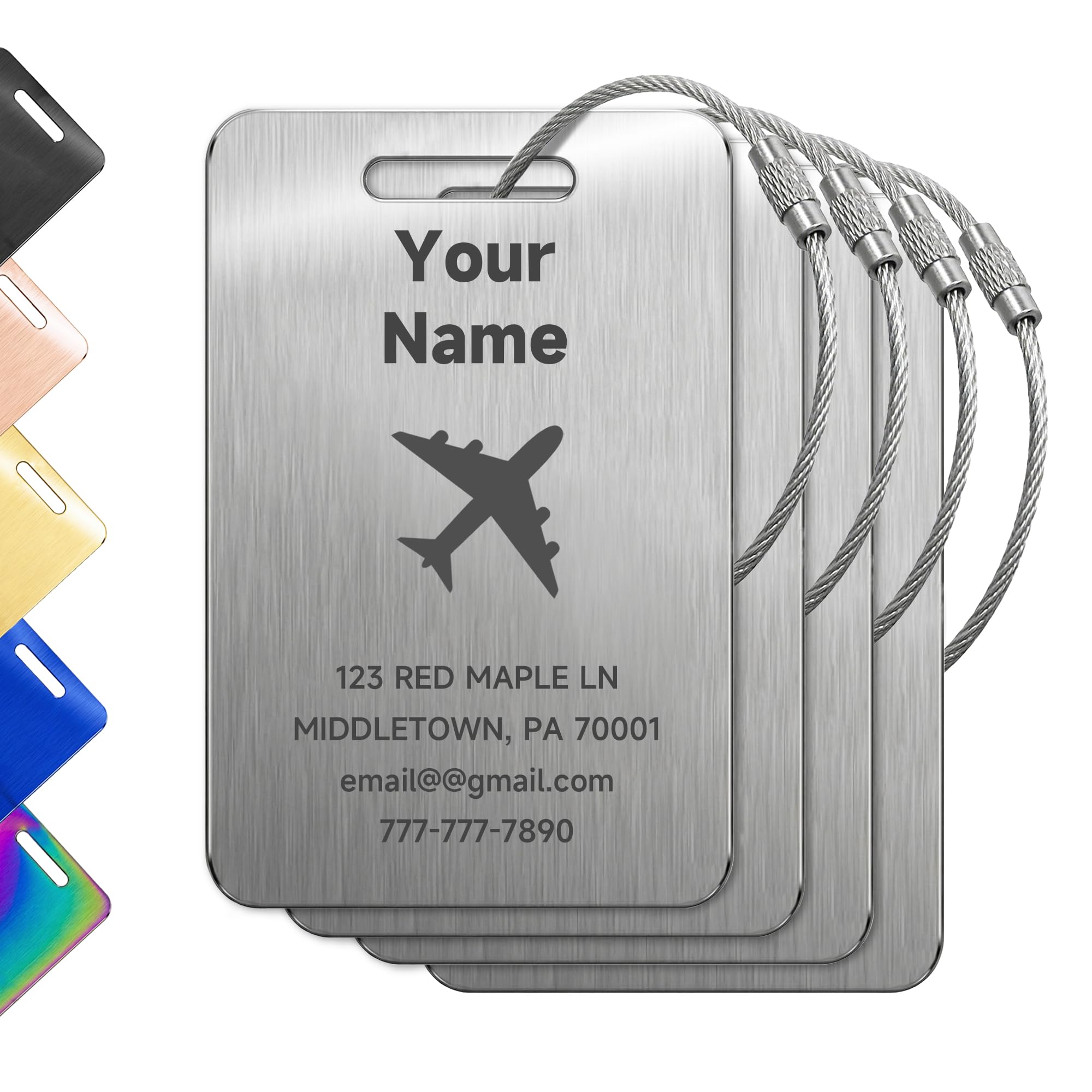 Custom Luggage Tags — Customizable Travel Tags in Durable Metal, Engraved Personalization for Various Bags, Gift-Friendly
