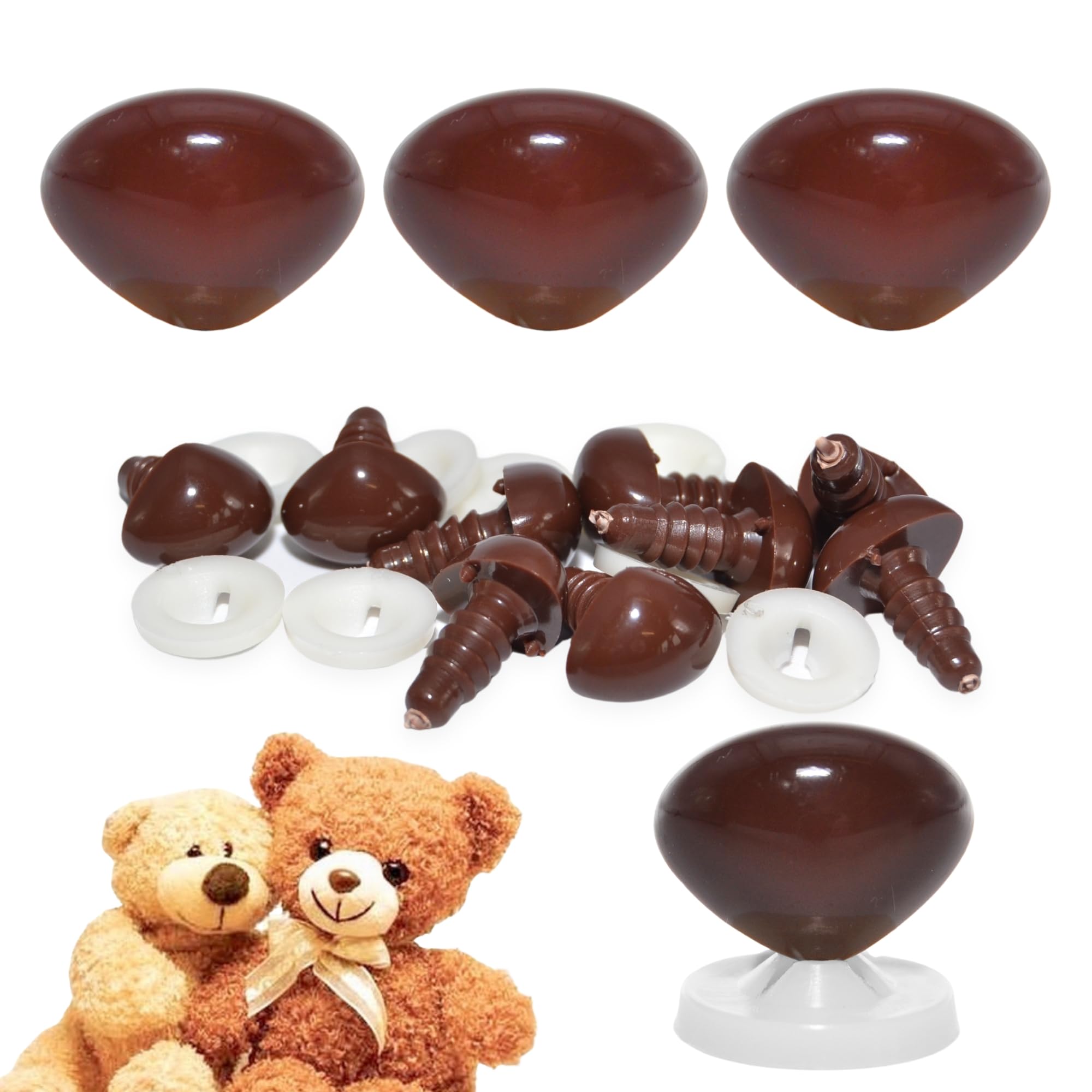 celloexpress 30mm x 23mm Brown Triangle Noses Plastic Backs (Pack of 3) — image 1