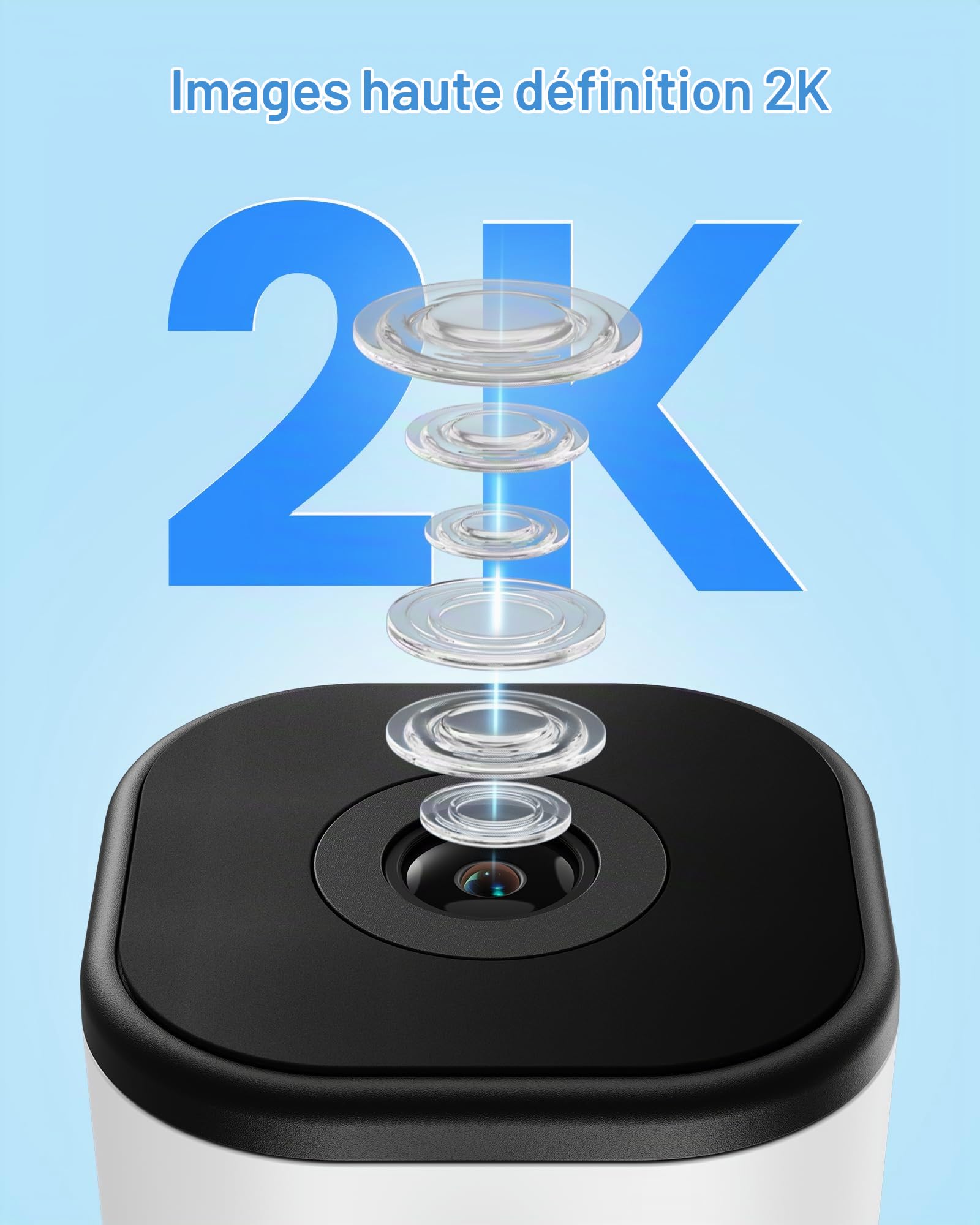 Camera pour Fenêtre 2K 3MP, Anti-Éblouissement, 2,4 & 5GHz Wi-FI | Antireflet, Vision Nocturne Couleur, Détection des Personnes/Véhicule, Enregistrement 24/7 Pour Appartement et Logement