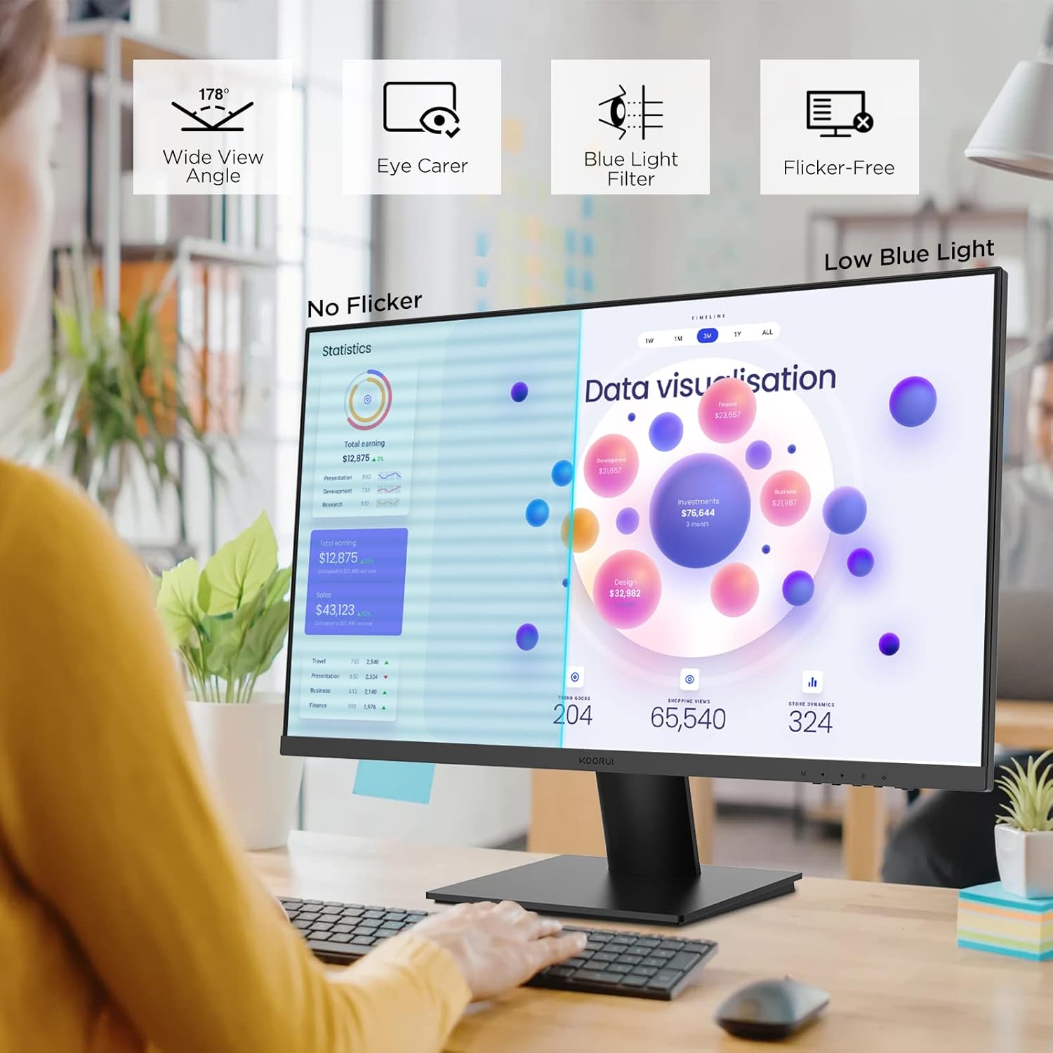 KOORUI Monitor 27 Pollici, 4K Schermo PC UHD(3840 * 2160), IPS, 4ms, 60Hz, 2x HDMI 2.0 DisplayPort 1.4, Adaptive Sync, HDR10, VESA 100 * 100mm, 90% DCI-P3, Cura Degli Occhi KOORUI Monitor 27 Pollici, 4K Schermo PC UHD(3840 * 2160), IPS, 4ms, 60Hz, 2x HDMI 2.0 DisplayPort 1.4, Adaptive Sync, HDR10, VESA 100 * 100mm, 90% DCI-P3, Cura Degli Occhi