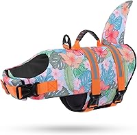 Vista 34 de Queenmore - Chaleco salvavidas para perros Ripstop, diseño de tiburón, chaleco de seguridad ajustable con alta flotabilidad y asa de rescate