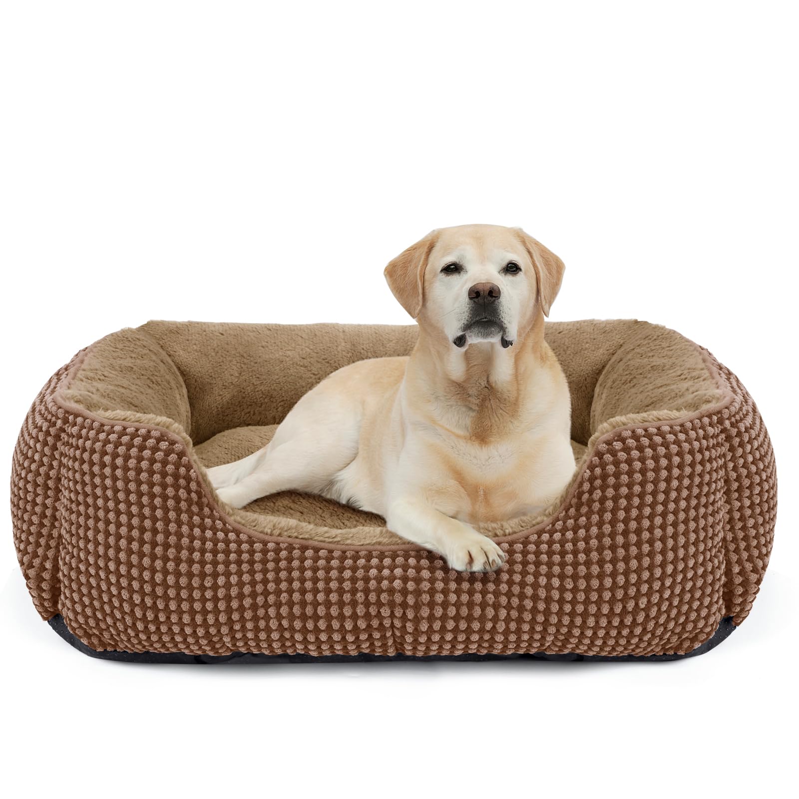FURTIME Hundebett Mittelgroße Hunde, Hundekorb Waschbar Flauschig, rutschfeste Hundekörbchen, Anti-Angst Hundebetten für Mittelgroße Hunde und Katzen, 76x61x23cm