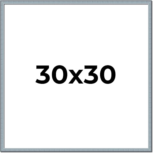 Marco azul de 30 x 30 pulgadas, marco de madera maciza, ancho del marco de 0.75 pulgadas, profundidad interior de 0.5 pulgadas, marco azul Kingsley