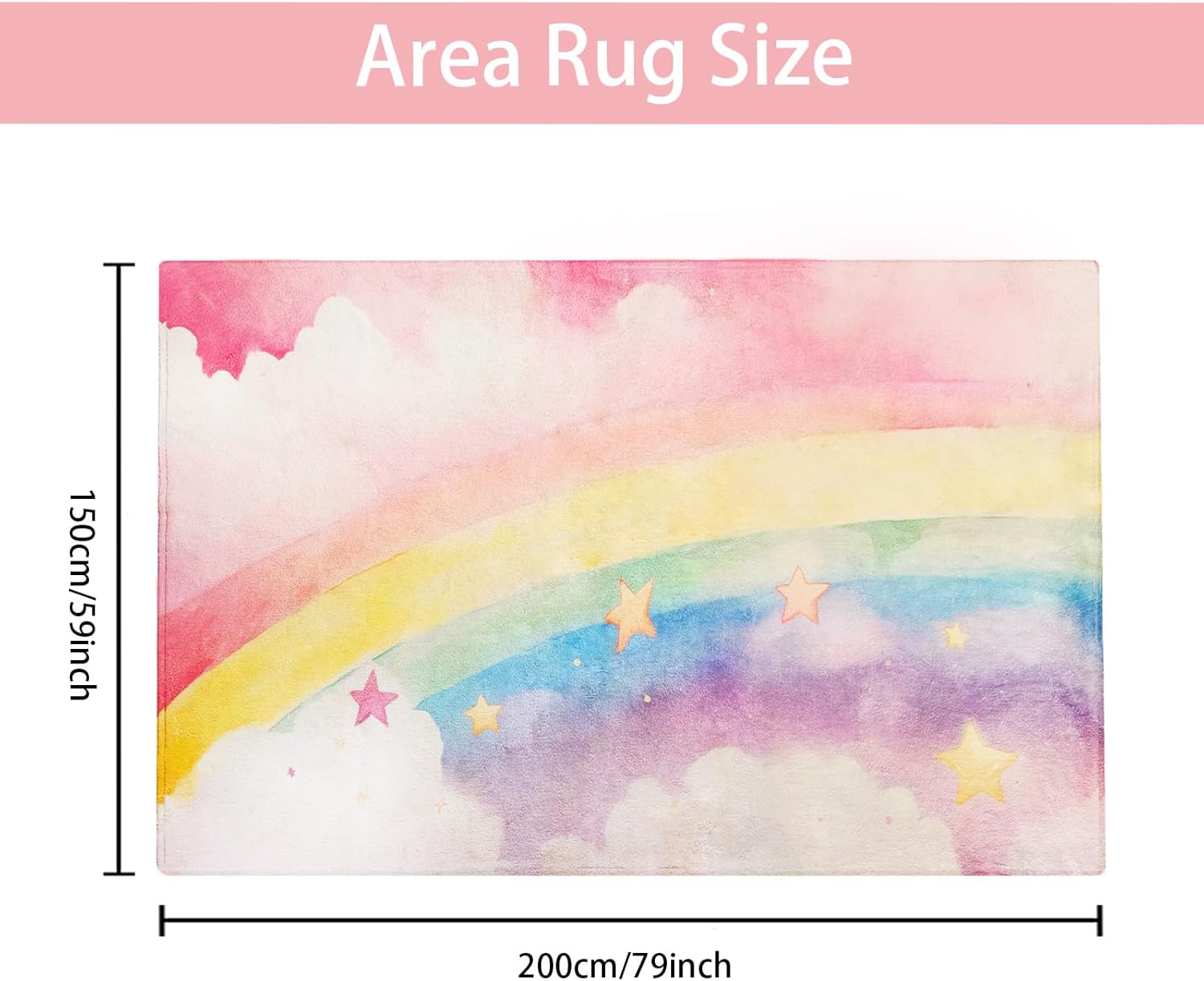ABREEZE Kids Rainbow Rug Play Mat Ultra Soft Rugs for Kids Room, 5'x6.6' Non Slip Multi Color Children Nursery Rug Baby Area Rug Girls Carpet for Bedroom Decor Playroom Living Room