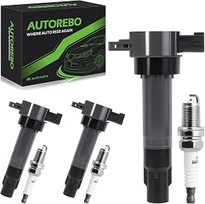 Set of 3 Ignition Coils Pack UF681 1321580003 GN10674 1788530 1832A028 & 3 PCS Iridium Spark Plugs Compatible with Smart Fortwo 1.0L L3 2005 2006 2007 2008 2009 2010 2011 2012 2013 2014 2015