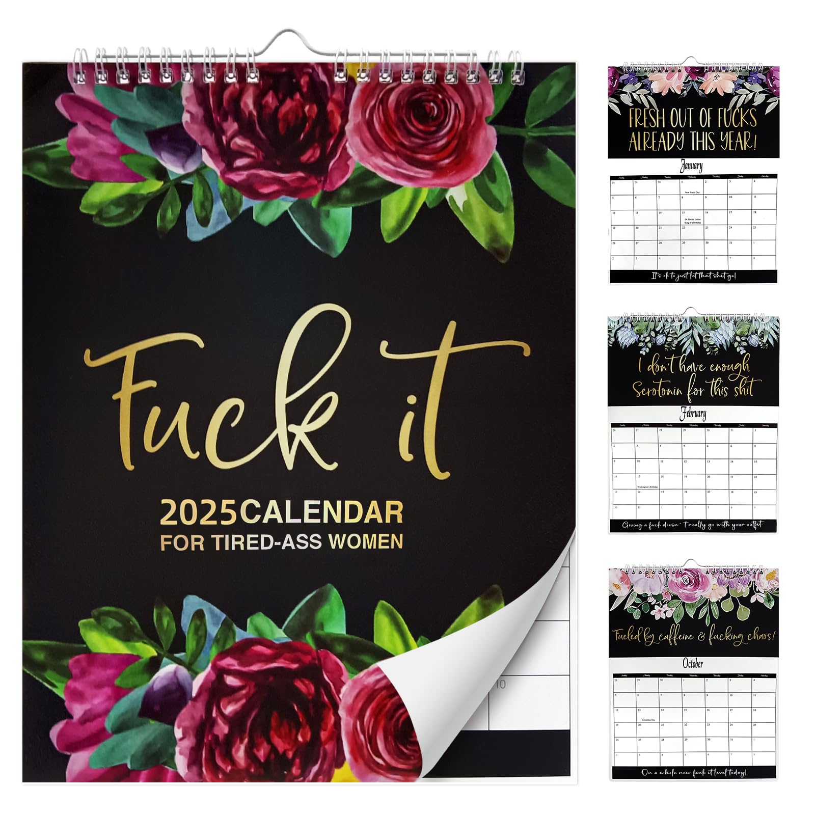 Calendar 2025 UK for Tired-Ass Women 2025 Fu_ck it Calendar 2025 Wall Calendar UK Monthly Calendar Gag Gift for Women Sweary Calendar Thick Pape 2025 Calendar Family Calendar 2025 for Home Office