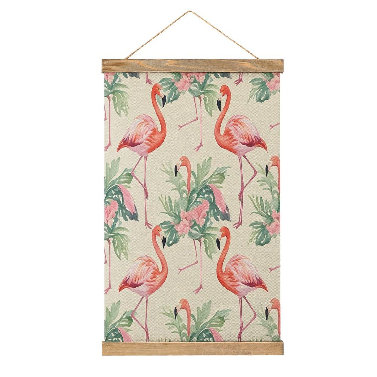 FekiLoot Watercolor Flamingo Wall Art Poster Hanger Frame Linen Wall Art Decor Vintage Hanging Poster Hanging Wall Decor Rustic Retro Wall Art Print for Living Room Decor 20.4 X 13.1Inches