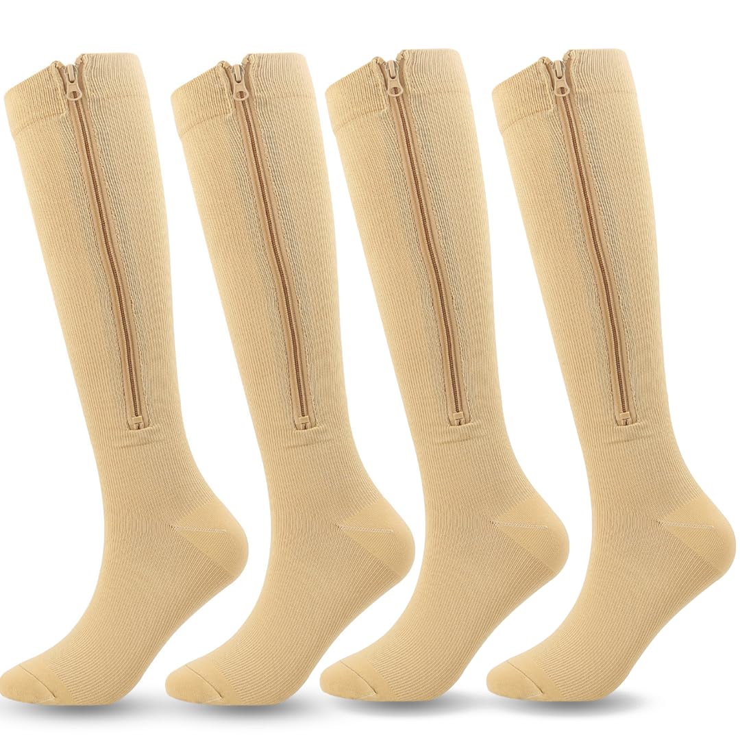 MEIION Sedya Chaussettes de Compression avec fermeture éclair pour course