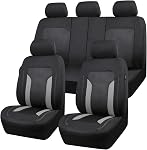 CAR PASS CAR-Grand Universal 3D Air Mesh-100% Breathable Sporty Car Seat Covers Airbag and Rear Split Bench 3 Zipper Compatible for 90% Automotive SUV Truck Saden Women (Full Set, Black Gray)