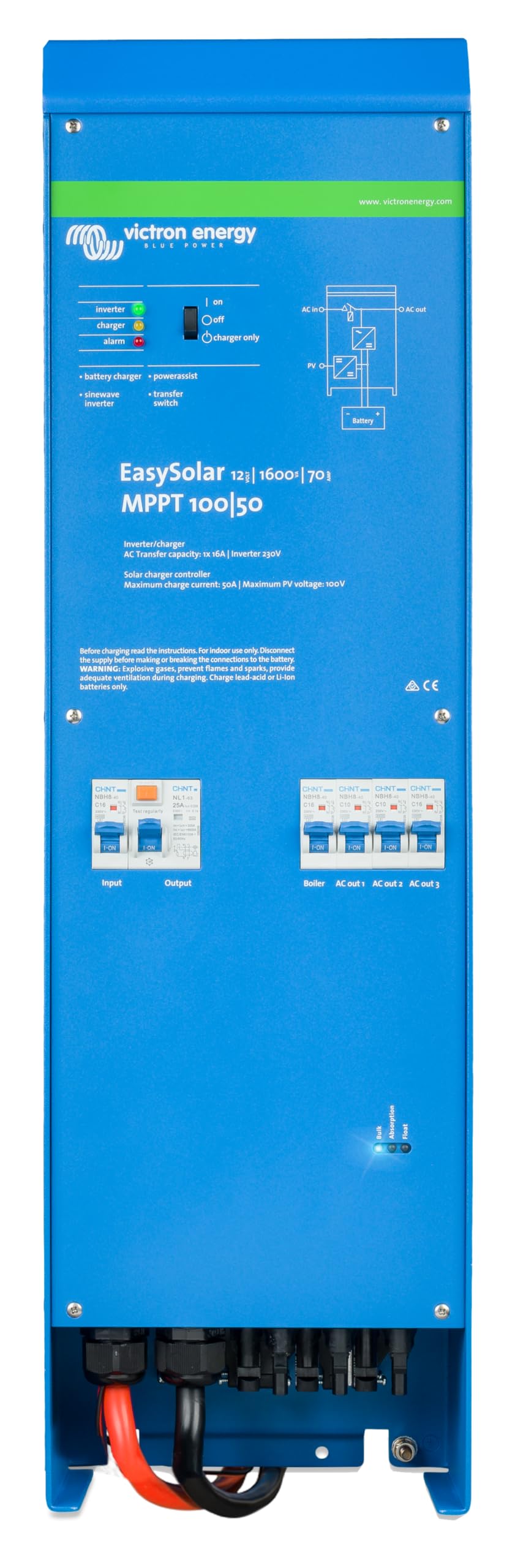 Victron Energy EasySolar 1600VA 24-Volt 230V Inverter 40 amp Caricatore Batteria e Regolatore di Carica Solare MPPT 100V 50 amp