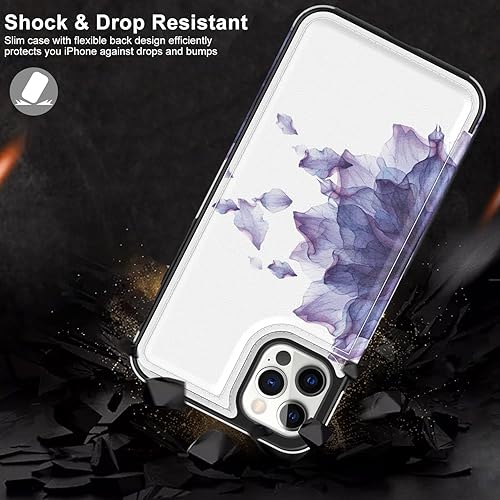 Miniatura 5 de LETO Funda para iPhone 13 Pro Max, funda de piel tipo cartera de lujo con tapa y diseños de moda para niñas y mujeres, funda protectora con ranuras