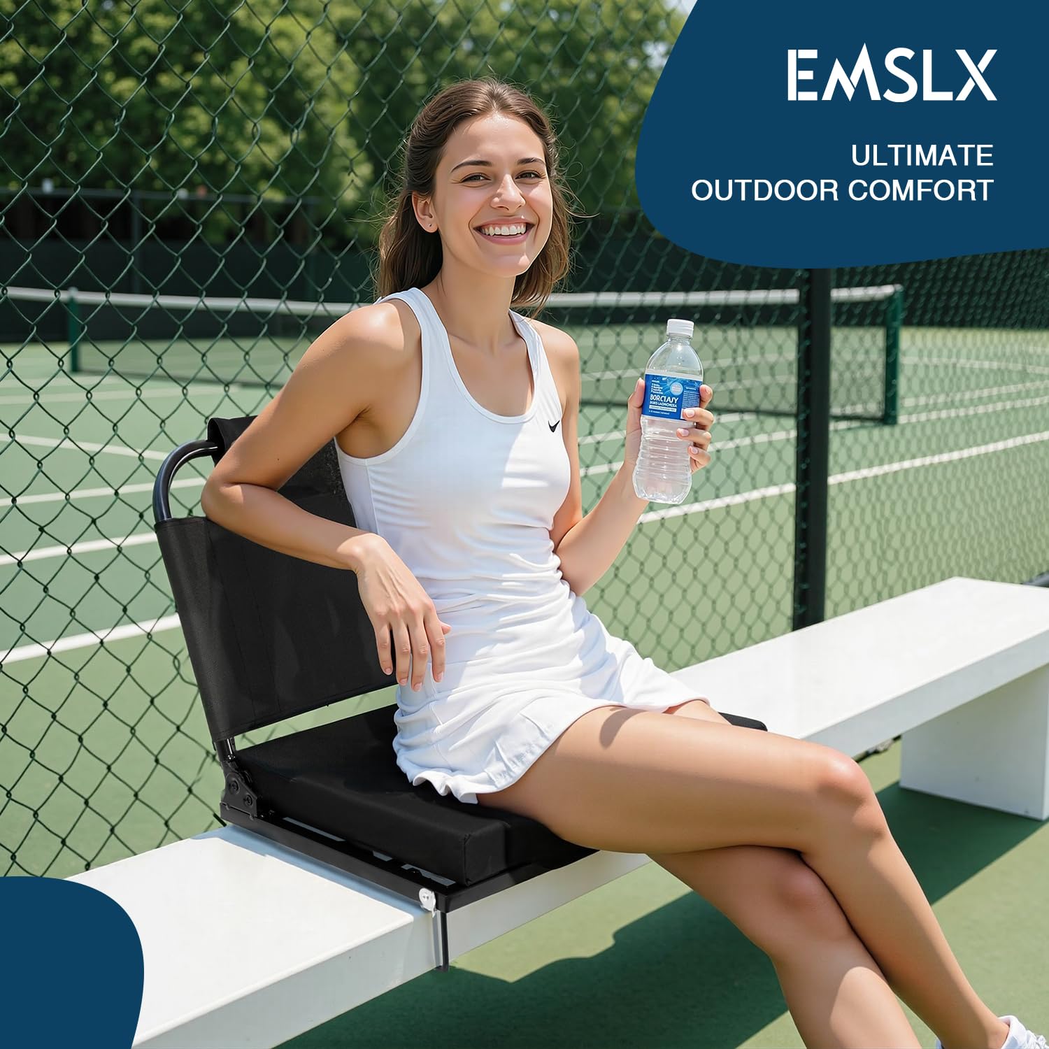 Emslx Stadium Seats with Back Support Bleacher Chairs with Back and Cushion, Bleacher Seat with Adjustable Backrest and Portable Folding Cushion for Sports Events