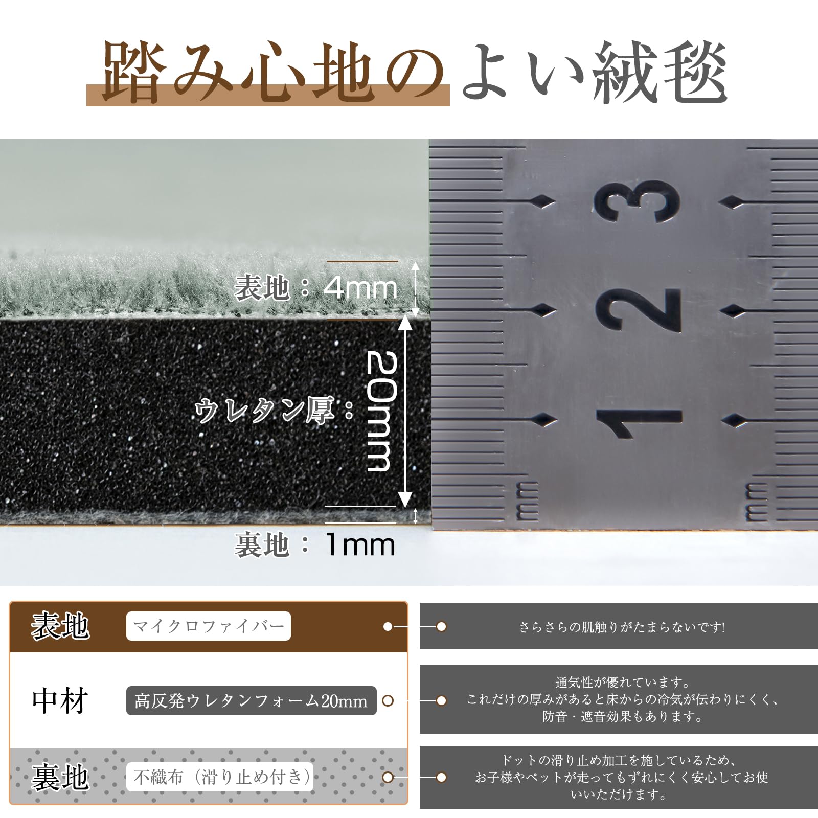 Amazon | Softime カーペット ラグ 極厚25mm ラグマット防音 厚手 竹炭