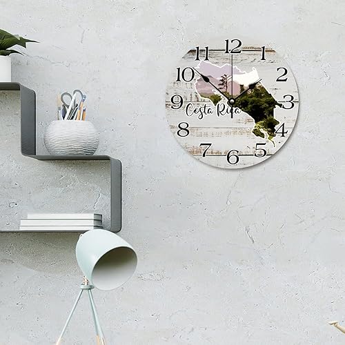 Miniatura 3 de Reloj de pared de viaje con mapa de Costa Rica, atracciones turísticas de Costa Rica, relojes de pared de 10 pulgadas, funciona con pilas,