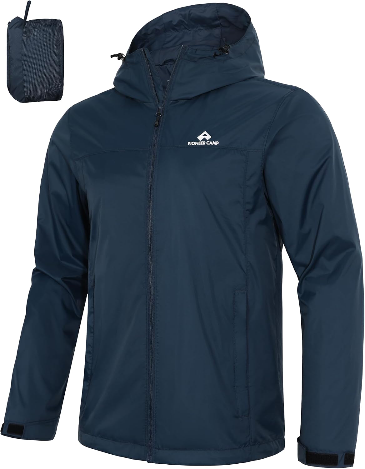 Pioneer Camp Men's Rain Jacket Waterproof with Hood Lightweight Packable Raincoat Rain Shell for Outdoor Hiking Travel