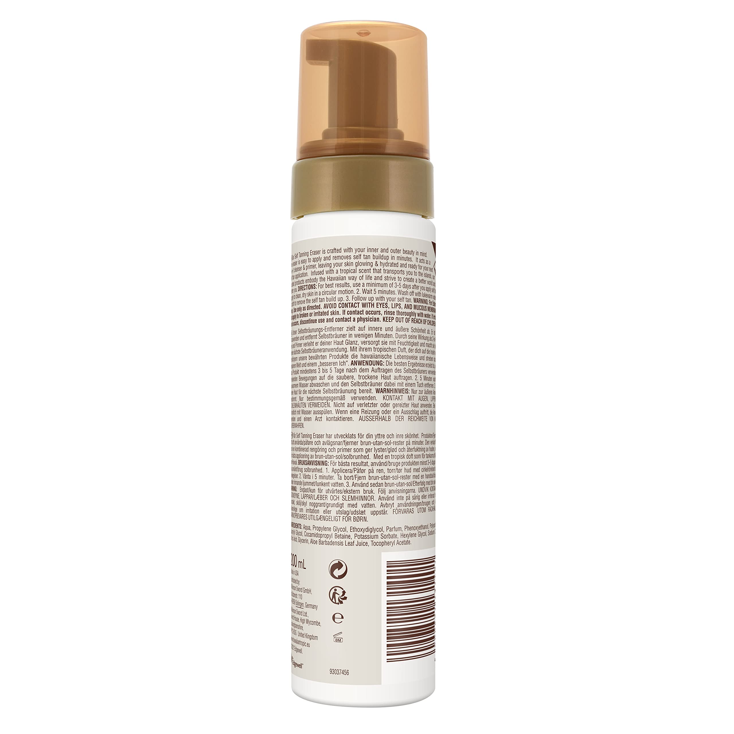 HAWAIIAN Tropic, Borrador Para auto bronceador, Facial y corporal, Fácil aplicación, Elimina las imperfecciones y manchas, 200 ml