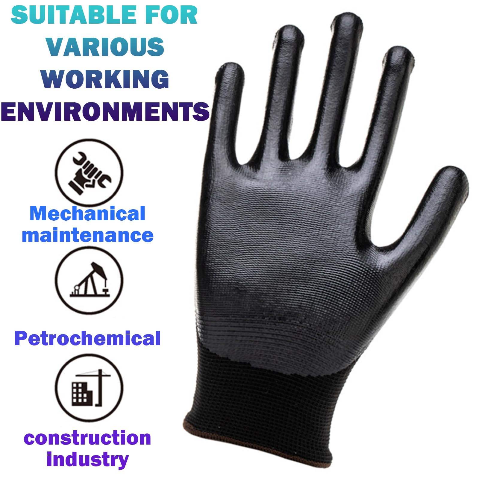 BDSHUNBF 6 works Work Gloves Gardening Gloves, Safety Gloves with Secure Grip on Palm & Fingers - Image 4