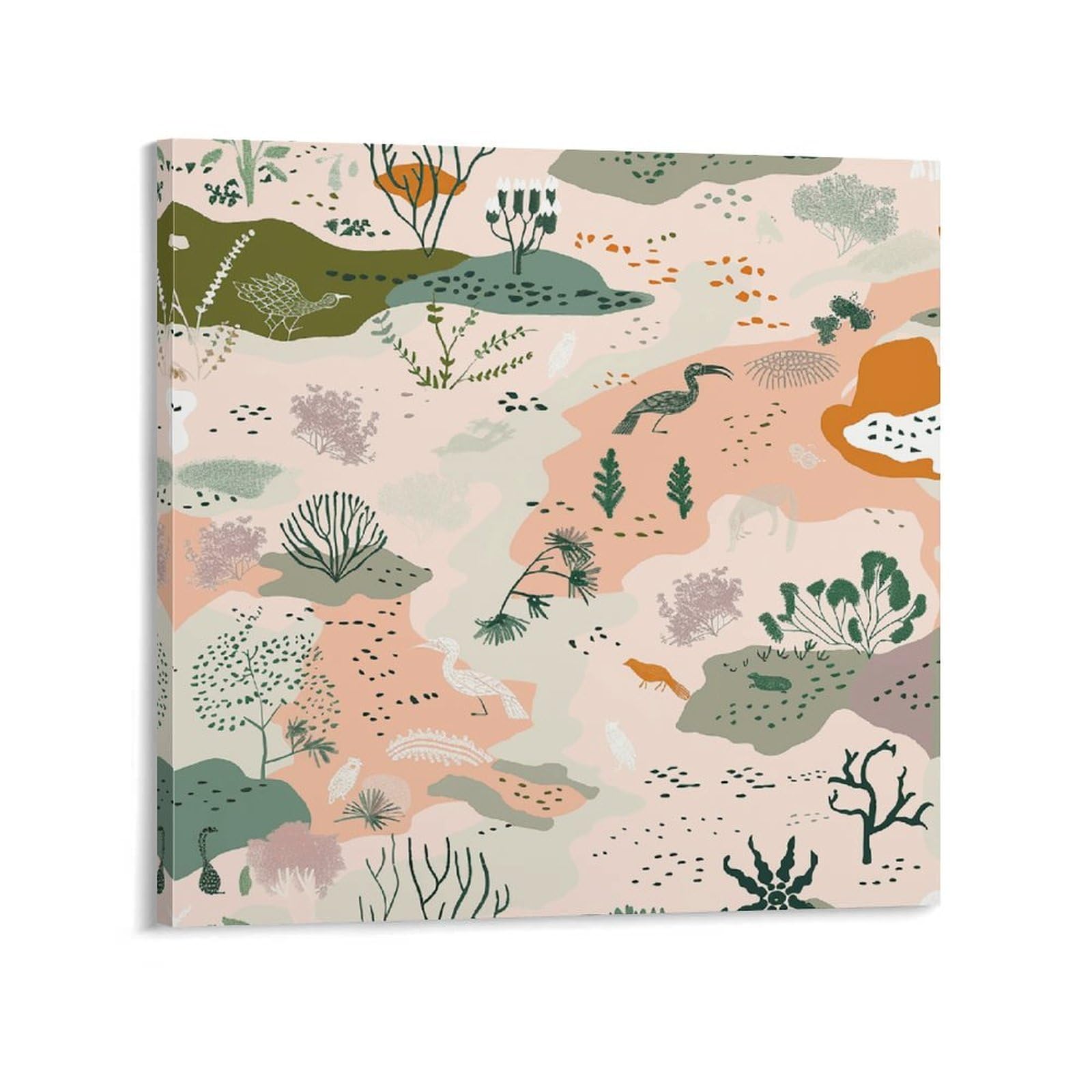 KLOPH Animals And Vegetation Canvas Wall Art for Living Room 08x8inch Modern Artwork Painting for Bathroom Hanging Canvas Prints Aesthetic Wallart for Bedroom Kitchen Office Wall Decor