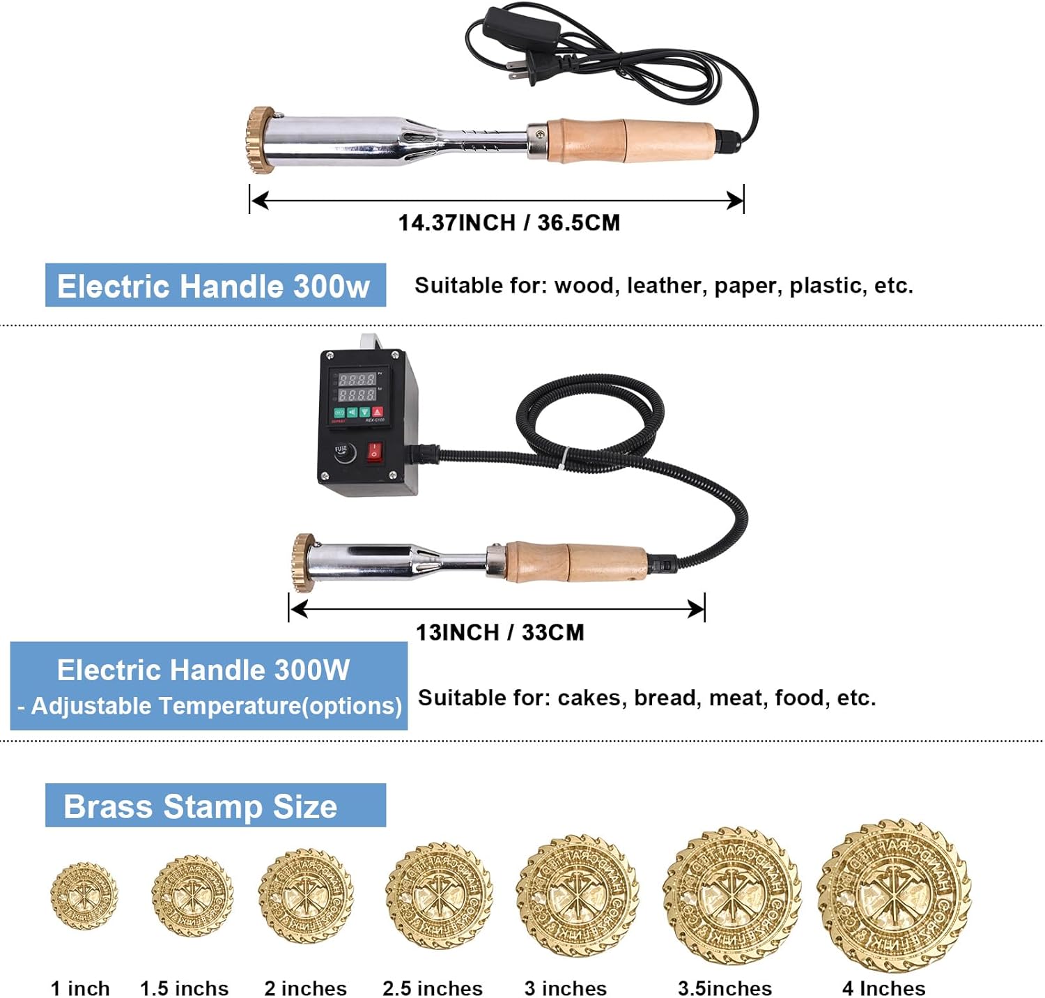 KAINSY Custom Electric Branding Iron for Wood, Durable Personalized Logo Metal Branding Iron for Wood Burning Stamp Leather Meat, Handcrafted Design Weddings & Personalized Gifts(3Inches, 300w)