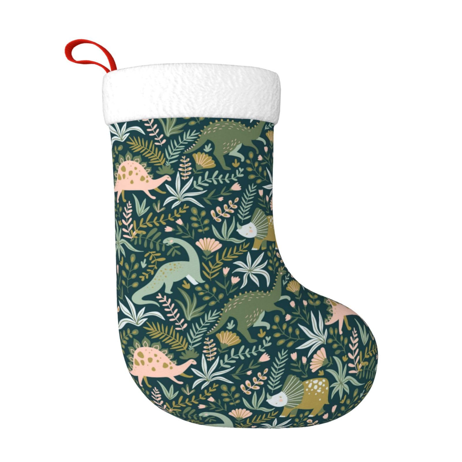 HAZURE Cute Dinosaur Christmas Stocking Large 18" Personalised Print Fluffy Hanging Christmas Decorations Stocking