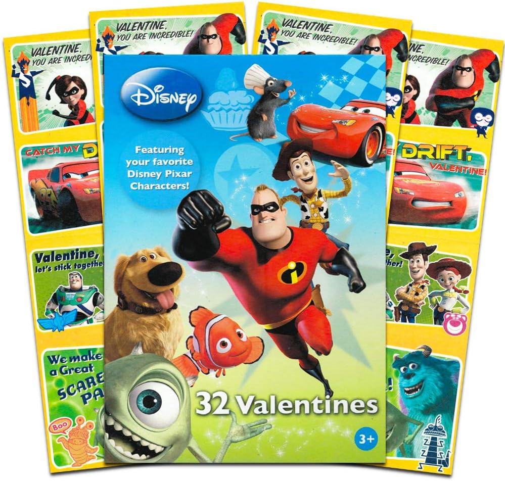 Amazon Com Disney Pixar 32 Count Kids Valentine Day Cards Office Products