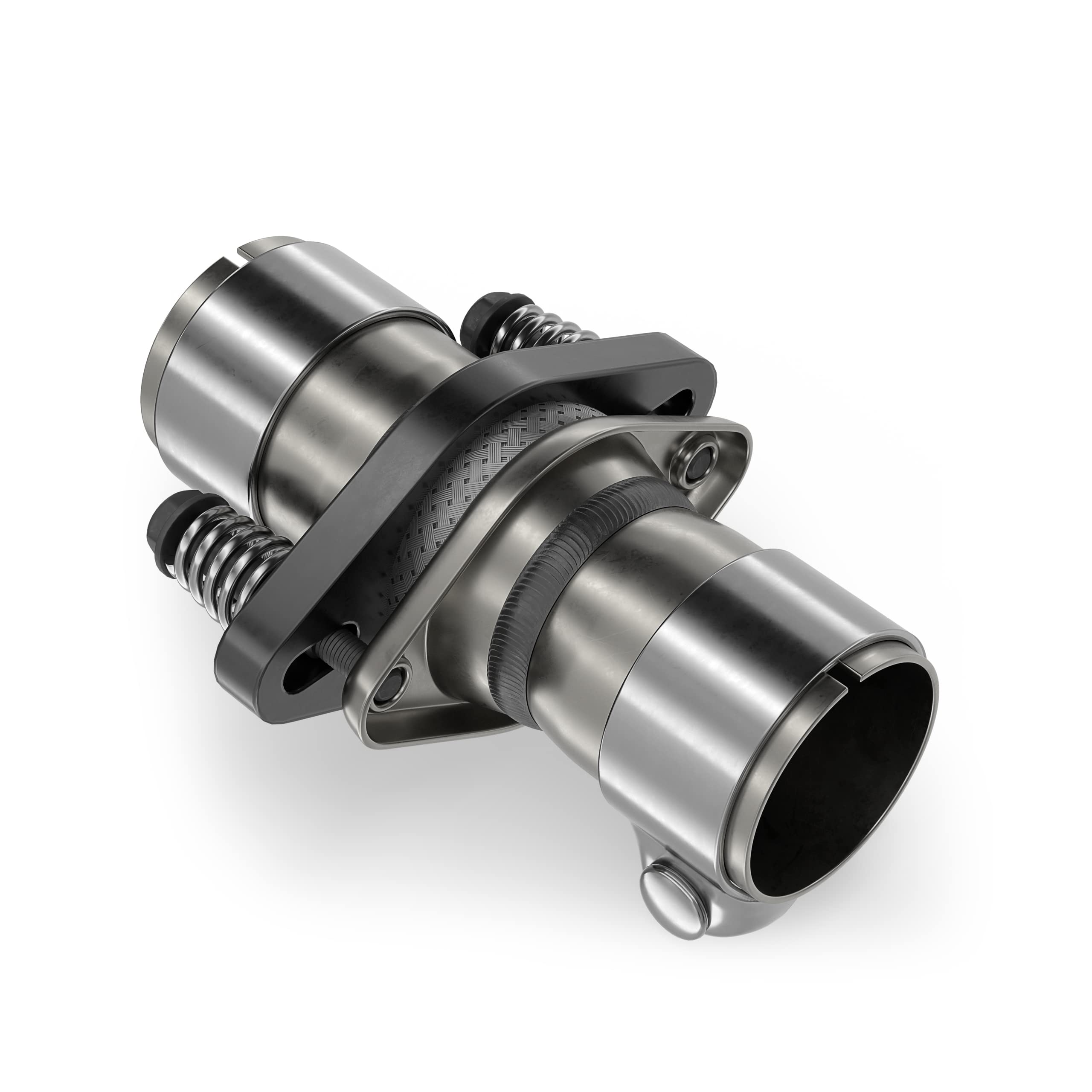 Kit de bridas de reparación universal Ø45, 50, 55, 60, 65 mm, brida de escape, conector de tubo de 2 orificios (Ø 60 mm), incluye material de fijación con tornillos y muelle