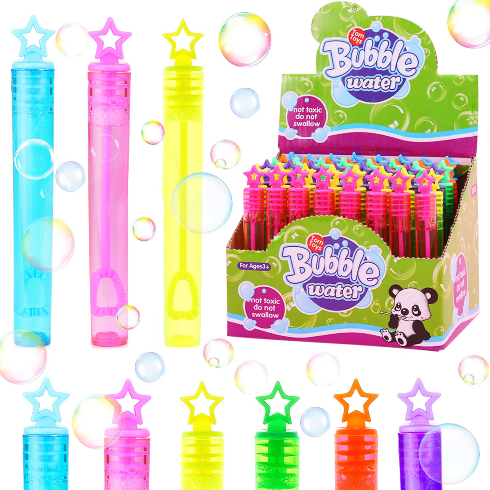 48 Pompas De Jabón Para Fiestas - Formas De Corazón, Estrella Y Rosa, Colores Suritdos, Para Niños 3+