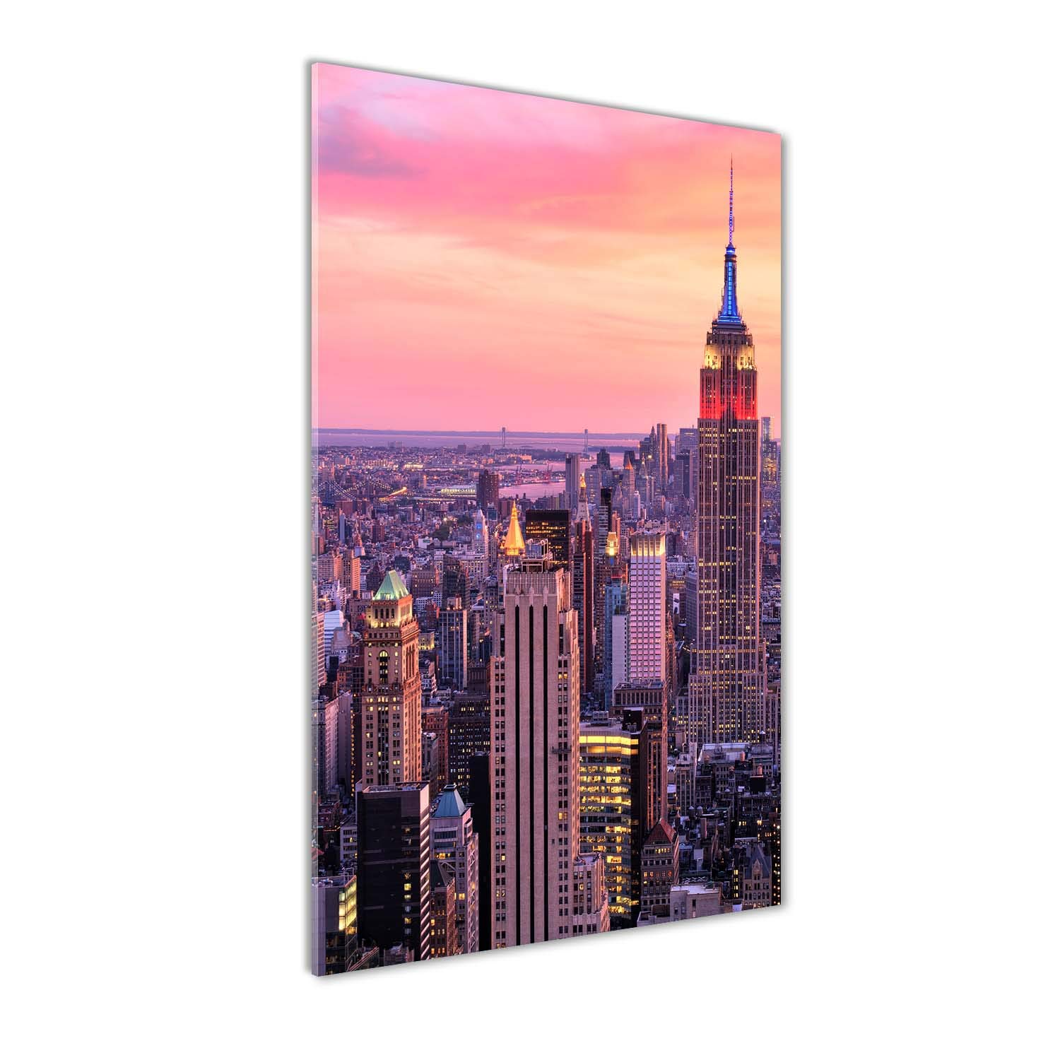 Photo décorative panoramique en verre 60x120 tableau New York orange pour mur salon