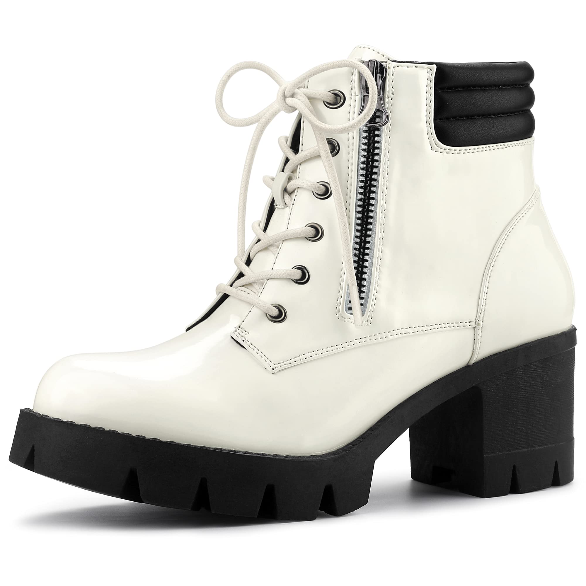 Bottines de combat à semelle crantée et talon carré Allegra K - 8