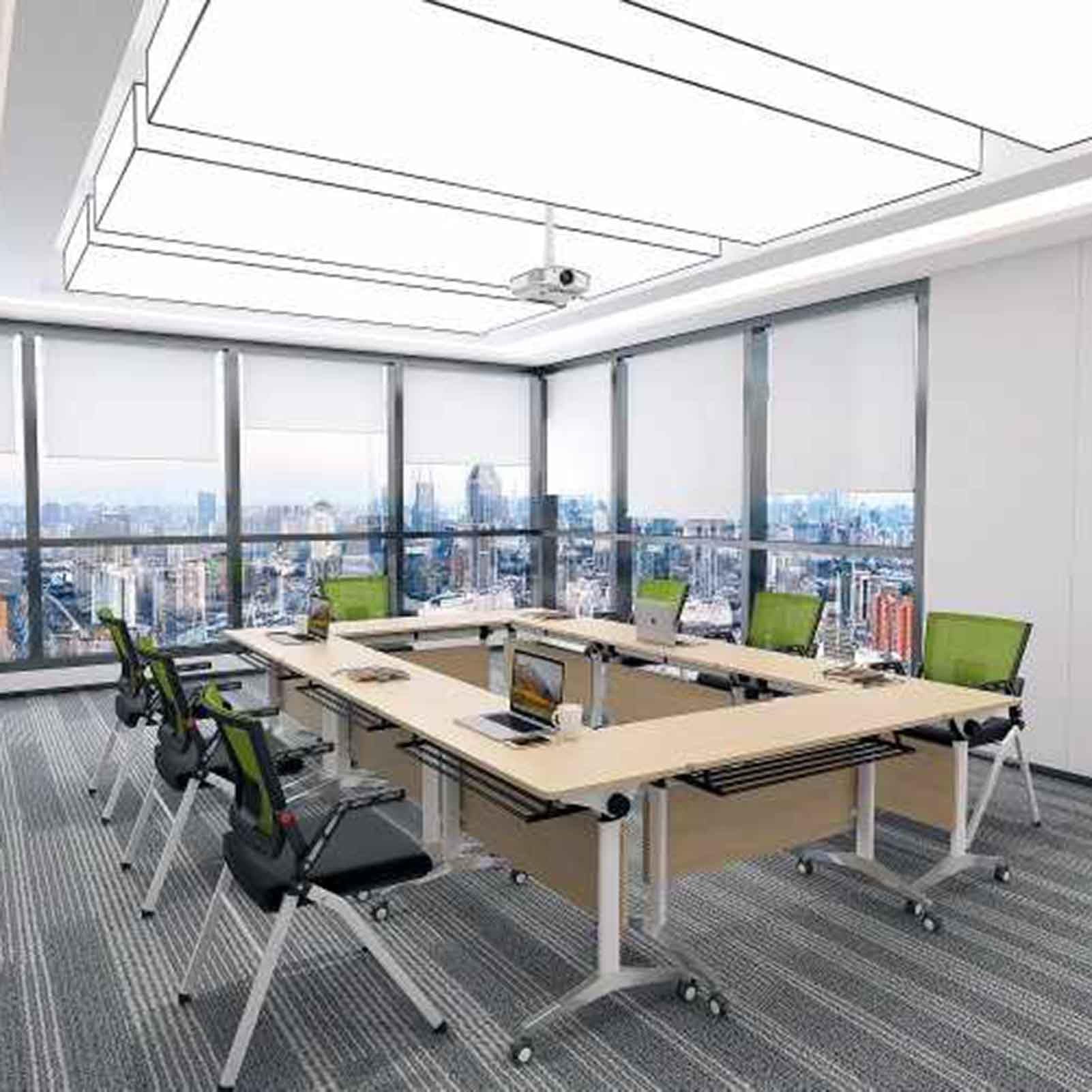 Tavolo pieghevole per riunione e formazione, tavolo da ufficio mobile rettangolare per studio e personale, design modulare