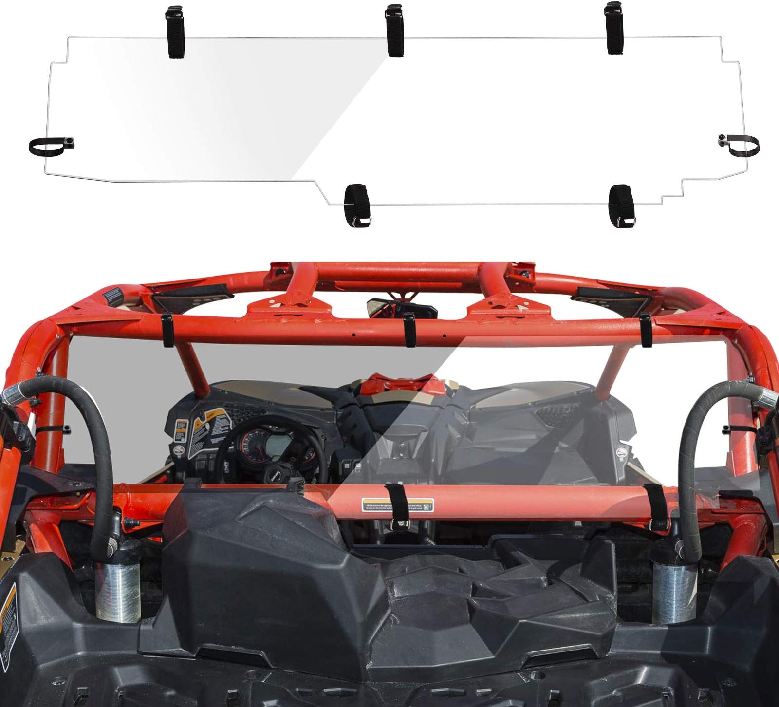 Kemimoto X3 Rear Windshield Compatible with Can Am Maverick X3 and Max 2017-2026 PC Heavy Duty Hard Full Back Window Windscreen Scratch Resistant UTV Accessories Clear