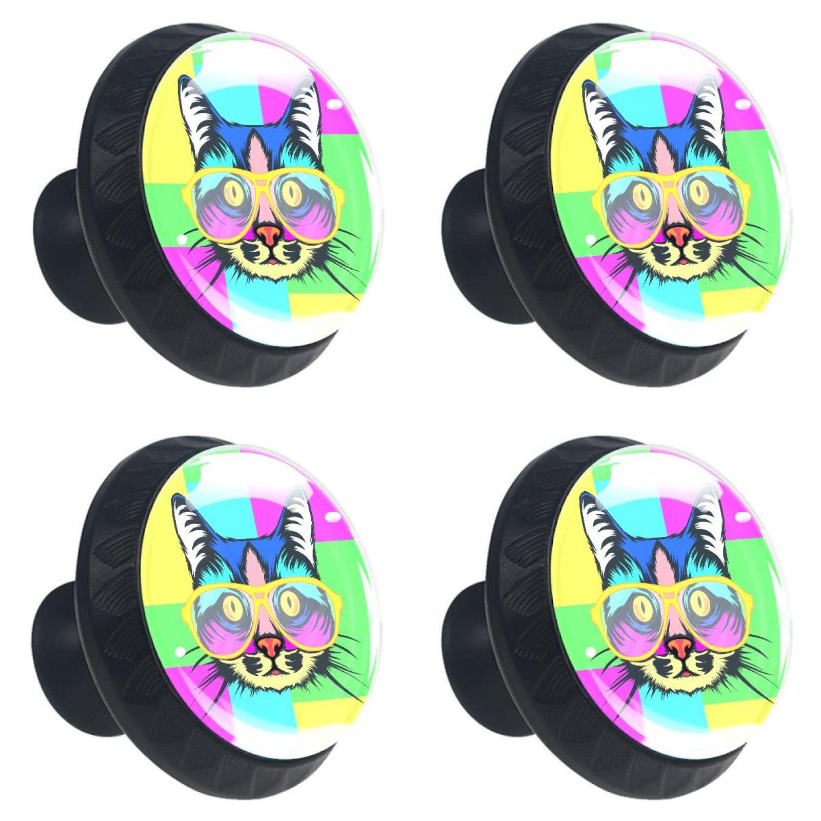 Bouton de meuble en cristal chat pop art 30 mm poignée de tiroir vintage
