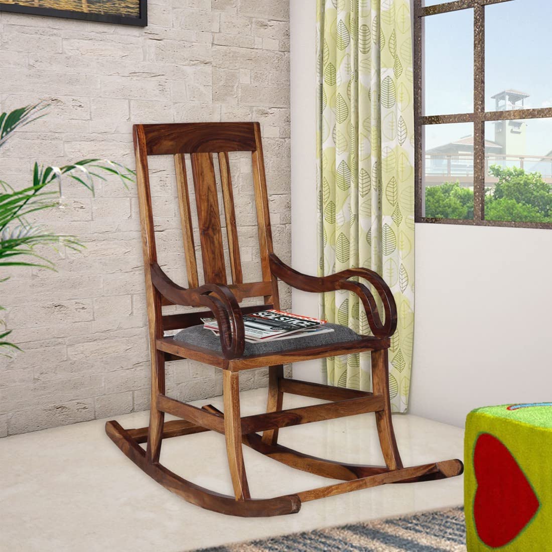 Buy Resin Woodmart Pure Sheesham Wood Traditional Rocking Chair with ...