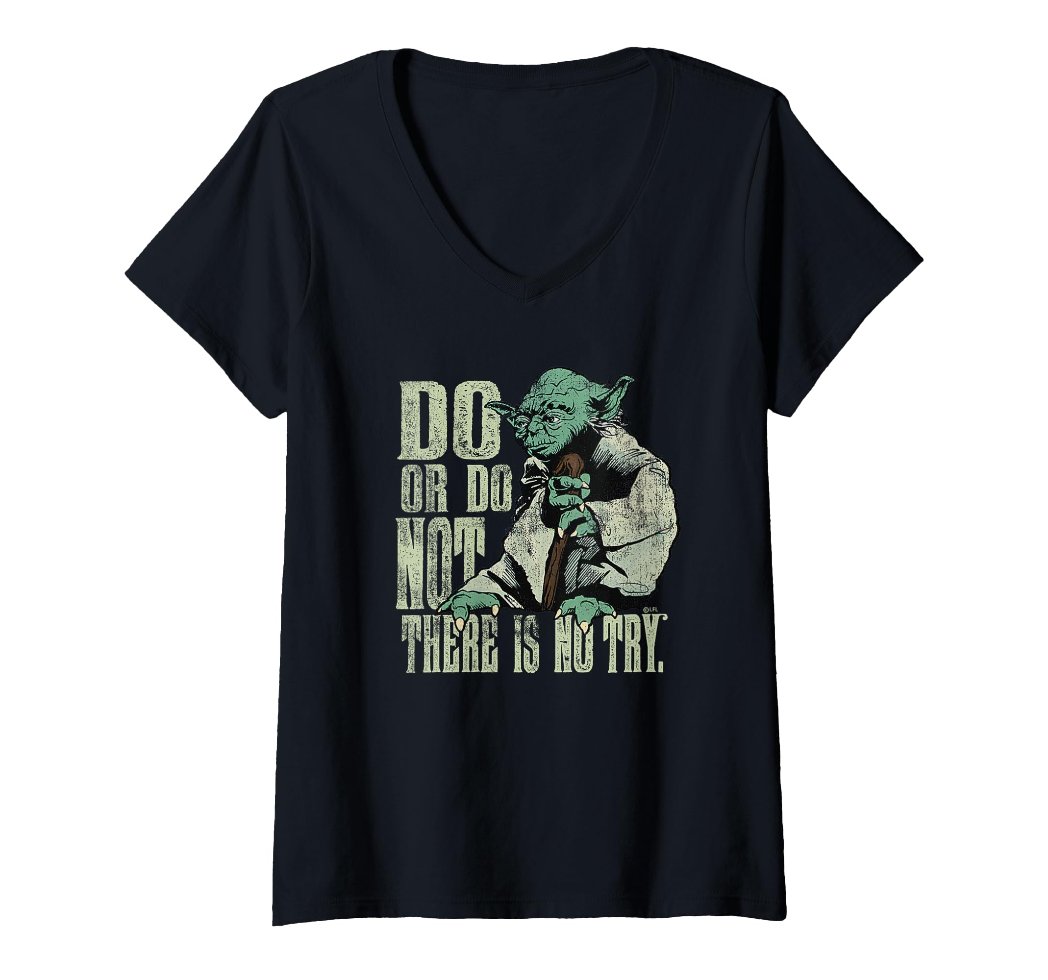 T-shirt Star Wars Yoda col en V vêtement vintage geek pour homme et femme - 2