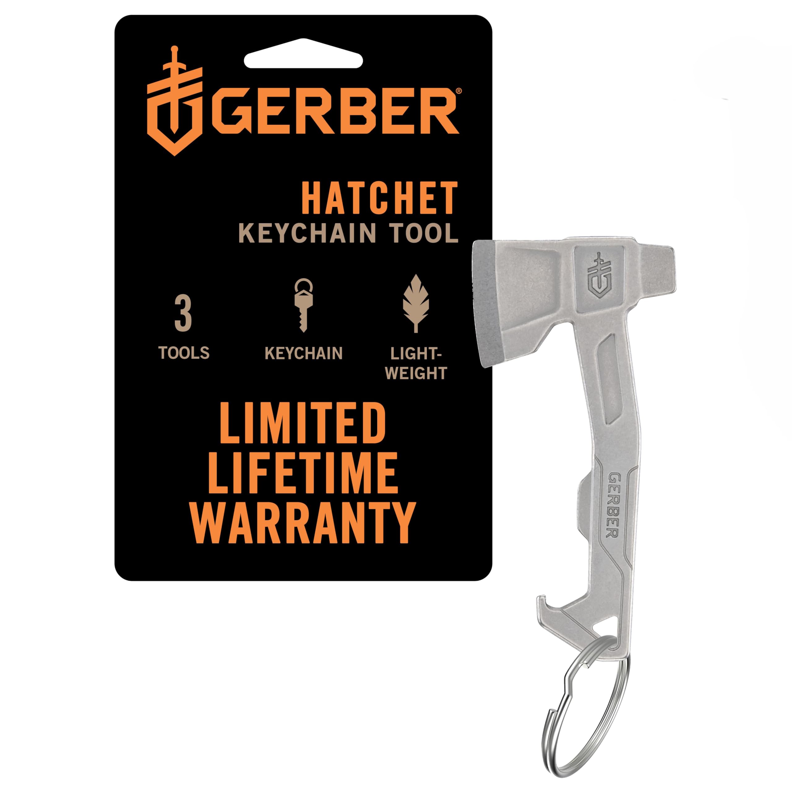 Gerber Gear Hatchet Keychain 3-in-1 Multitool, Clips to Pocket or Keychain with Bottle Opener, Flathead Driver, Package Opener, EDC Gear for Everyday